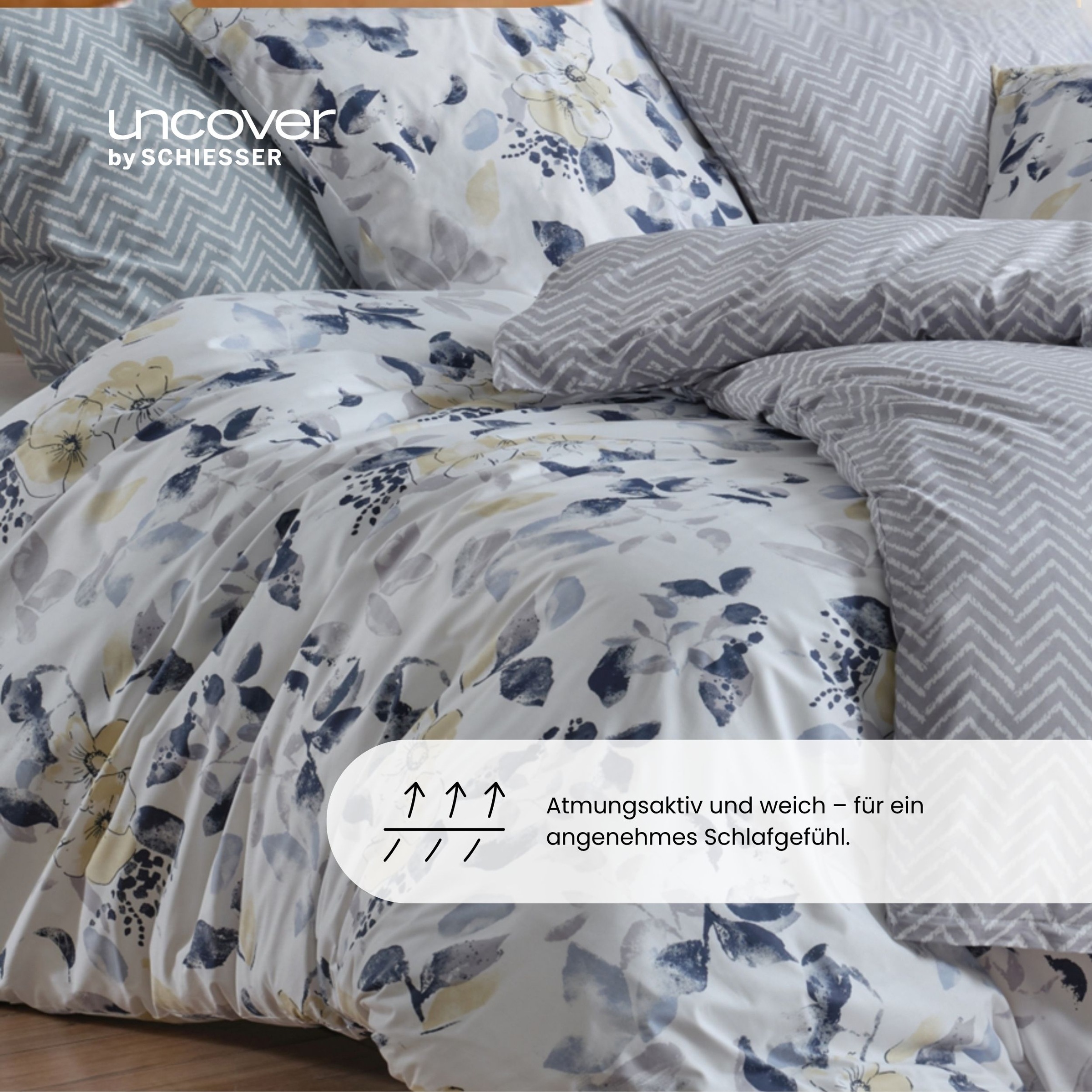 uncover by SCHIESSER Bettwäsche »Florina aus weicher Baumwolle mit einem feinen Blütenprint« 2 Stk. OEKO-TEX® MADE IN GREEN