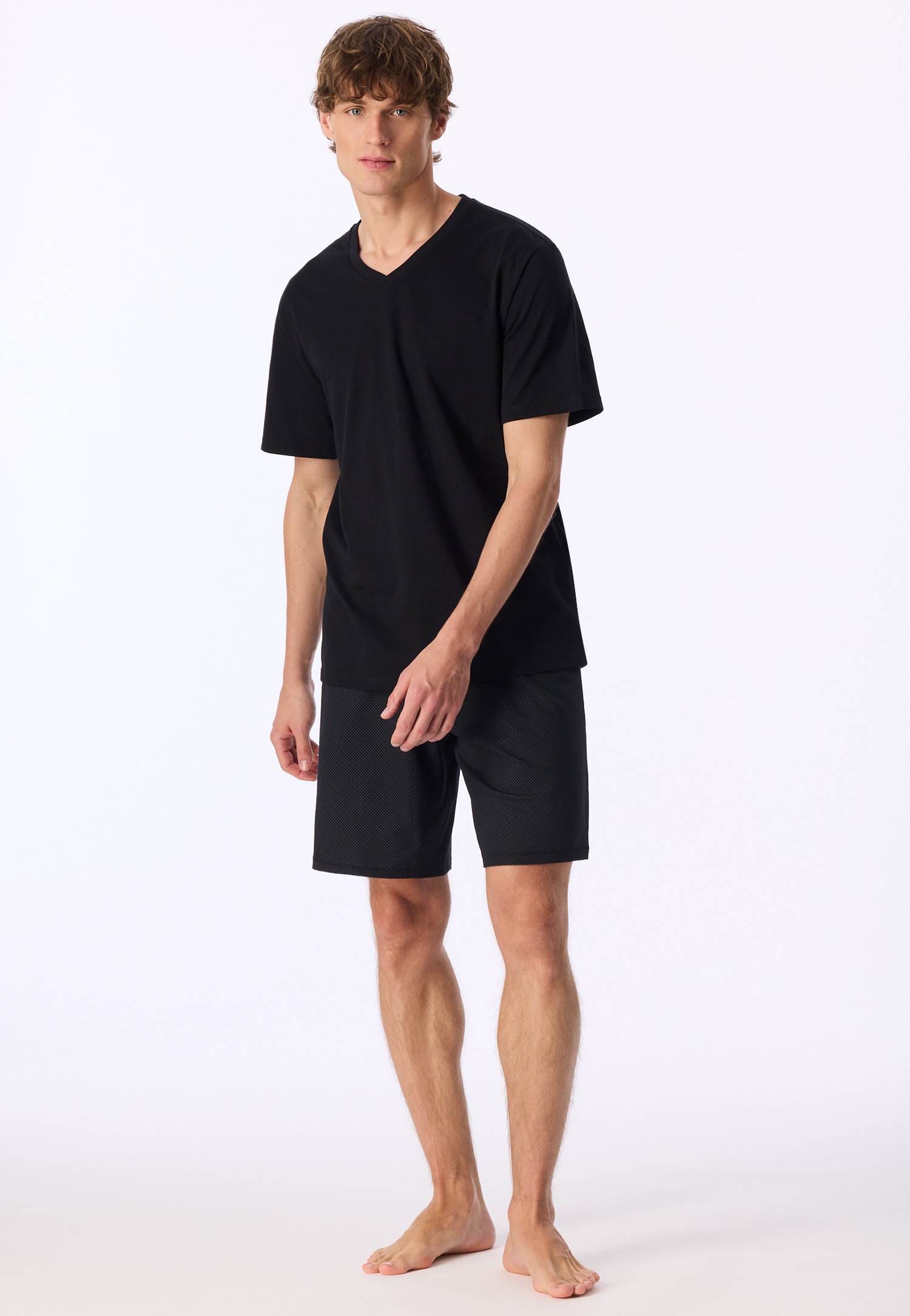 uncover by SCHIESSER Shorty »Uncover Nightwear« 2 tlg. V-Ausschnitt, Kurzarm, Kurze Hose, Reine Baumwolle, weich