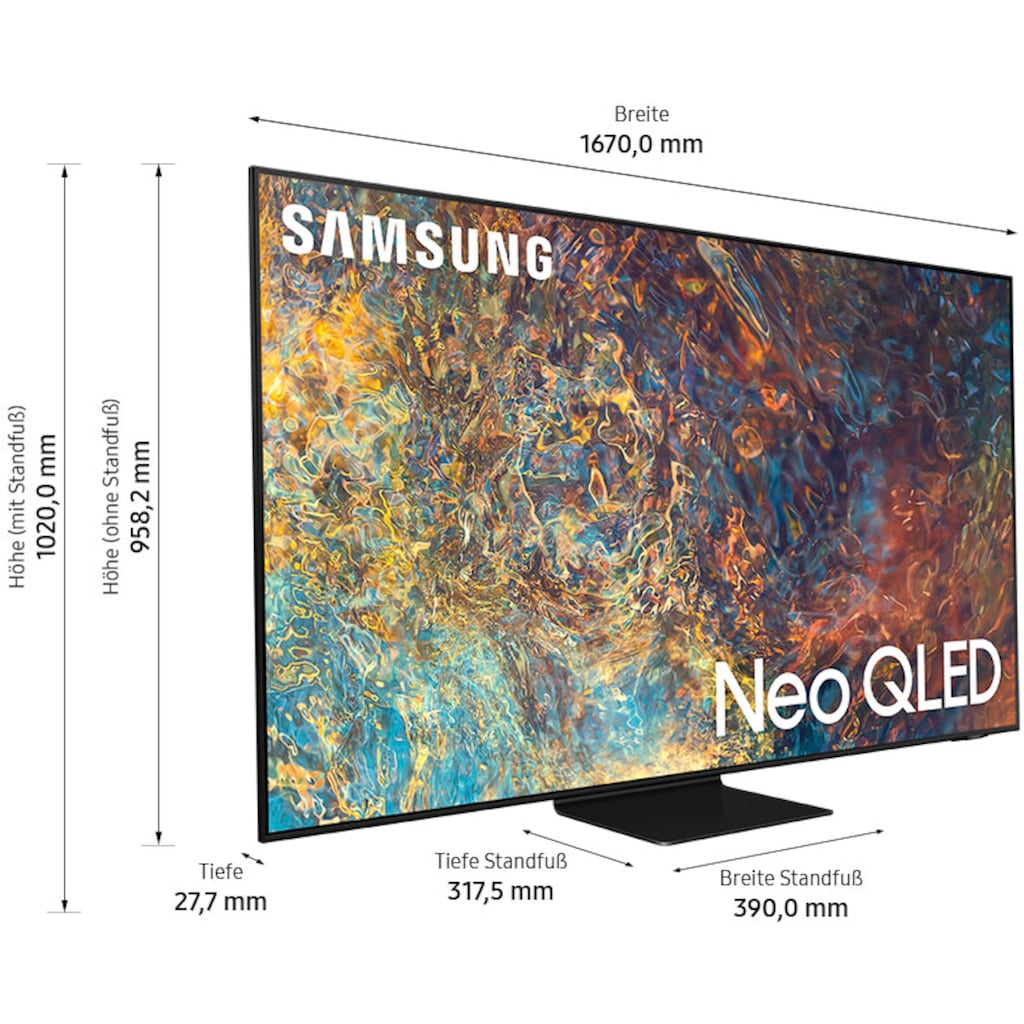 Samsung QLED-Fernseher »GQ75QN90AAT«, 189 cm/75 Zoll, 4K Ultra HD, Smart-TV, Quantum HDR 1500,Neo Quantum Prozessor 4K,Quantum Matrix Technologie