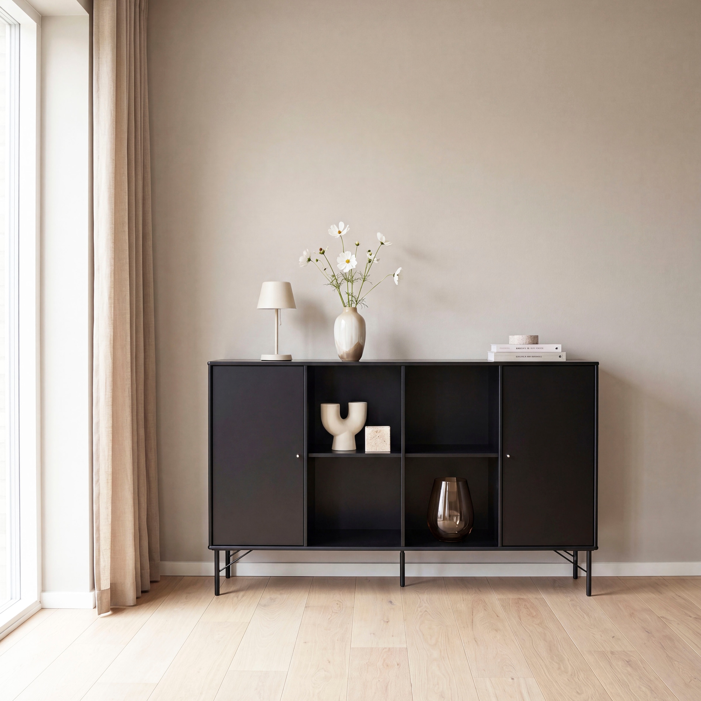 Hammel Furniture Sideboard »Mistral Kubus« mit zwei Türen und  Metall Füße, Breite: 136 cm