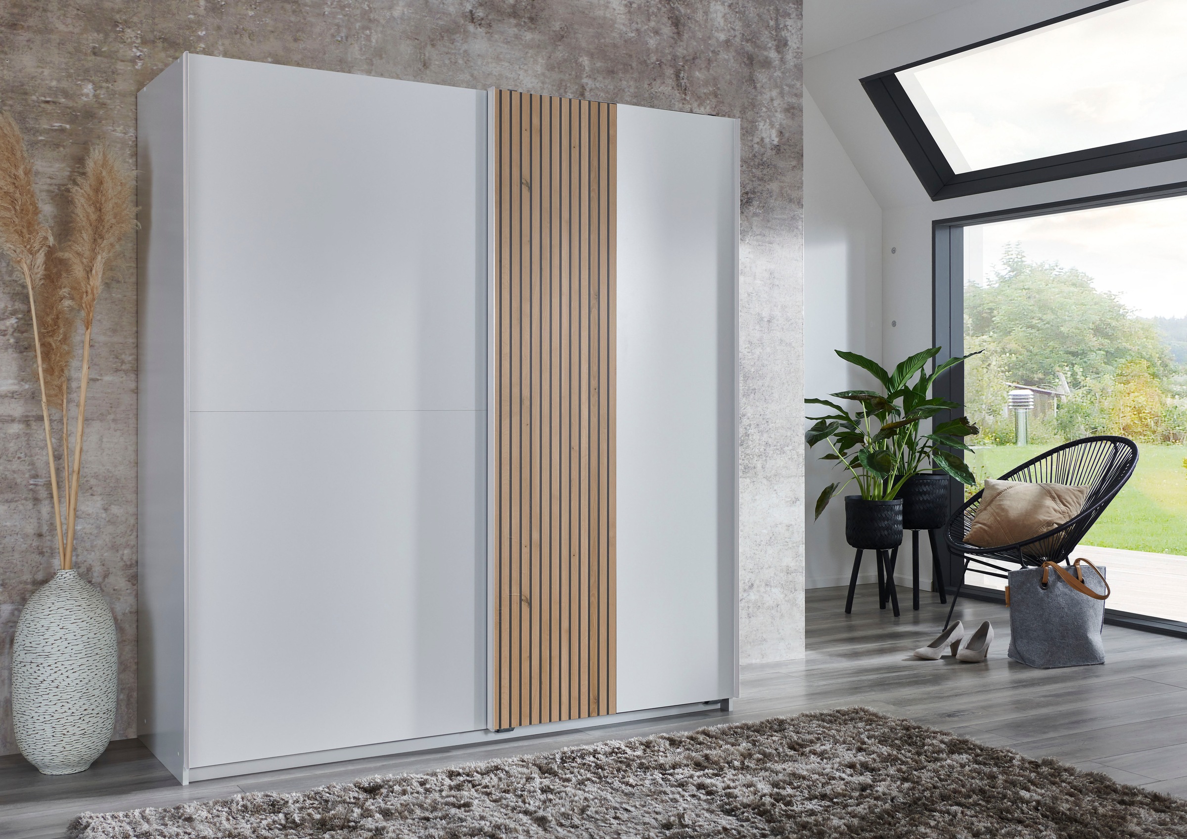 Wimex Schwebetürenschrank »Lüneburg«, mit Akustiklamellen Optik, 180cm breit