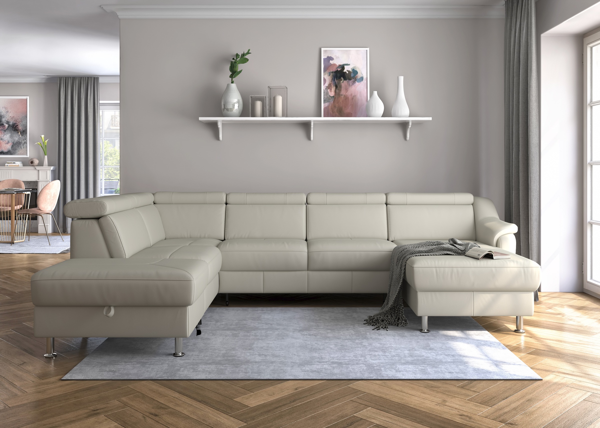 sit&more Wohnlandschaft »Freetown U-Form«, Kopfteilverstellung und Federkern, wahlweise mit Bettfunktion