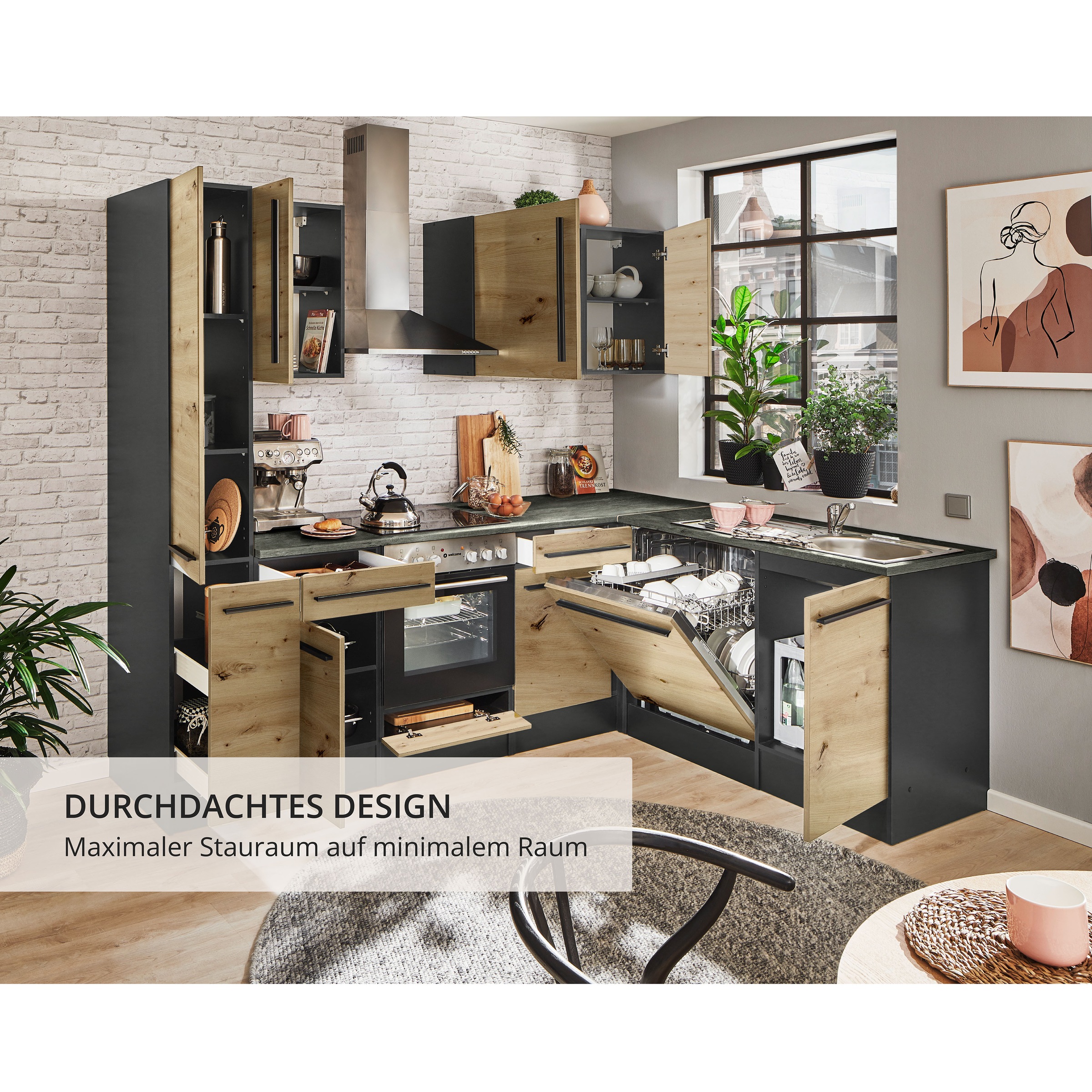 BASIC by Balculina Winkelküche »Jazz« Stellbreite 250x175 cm, wahlweise mit E-Geräten