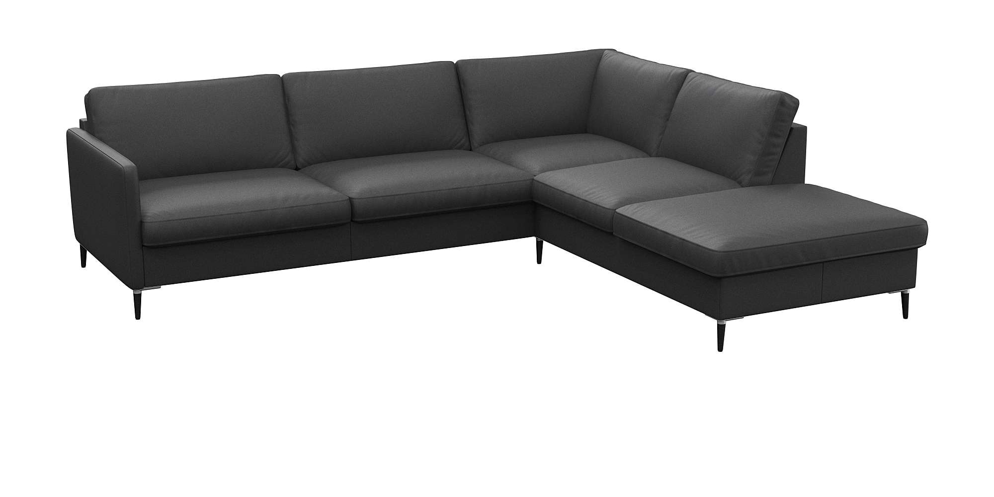 FLEXLUX Ecksofa »Fiore, super Sitzkomfort durch Kaltschaum im Sitz, L-Form«, schmale Armlehnen, Füße Alu+schwarz