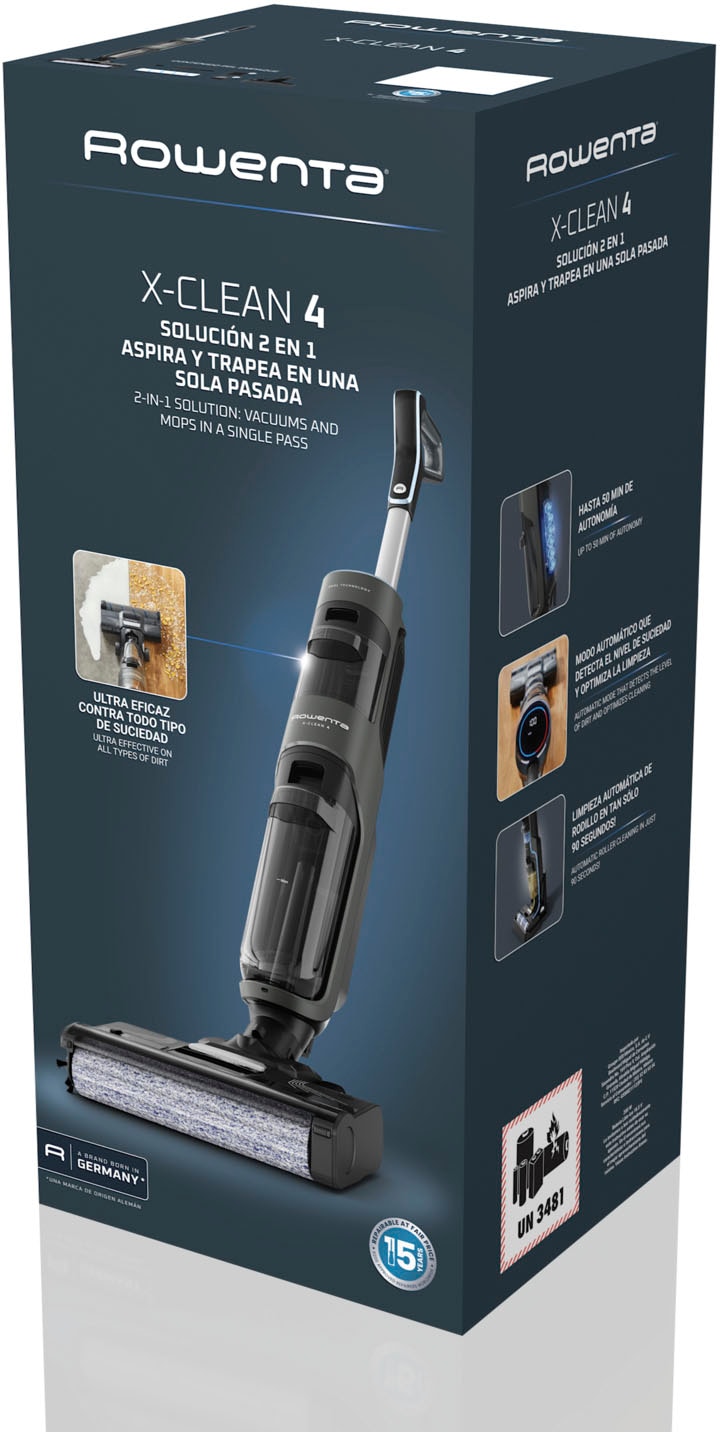 Rowenta Nass-Trocken-Akkusauger »X-Clean 4, kabellos, 2-in-1 Staubsauger für alle Hartböden«, kabellos, Selbstreinigungsfunktion, Schmutzerkennung, GZ5037