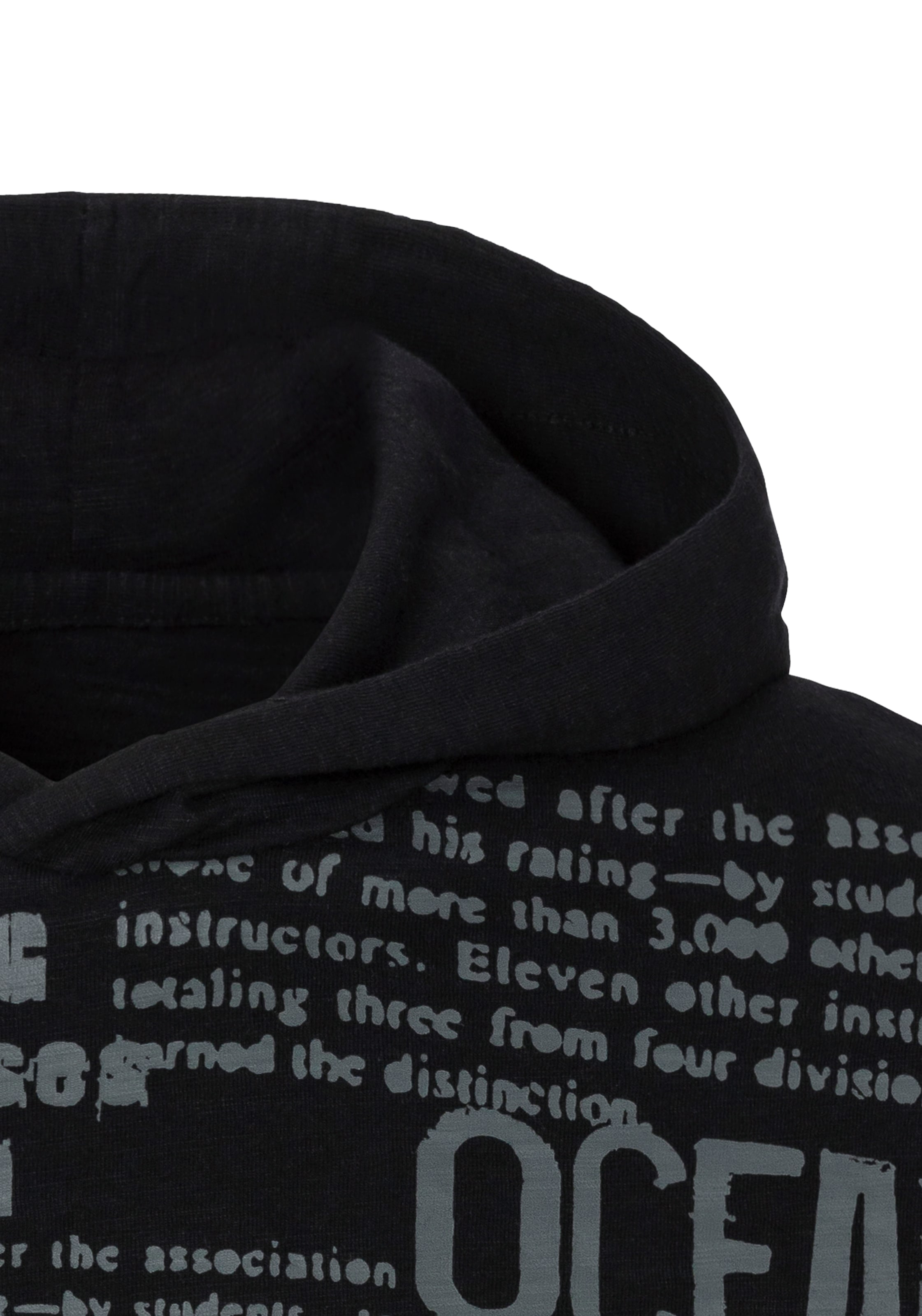 John Devin Kapuzenshirt, Langarmshirt bedruckt mit Kapuze aus strukturierter Baumwoll-Qualität