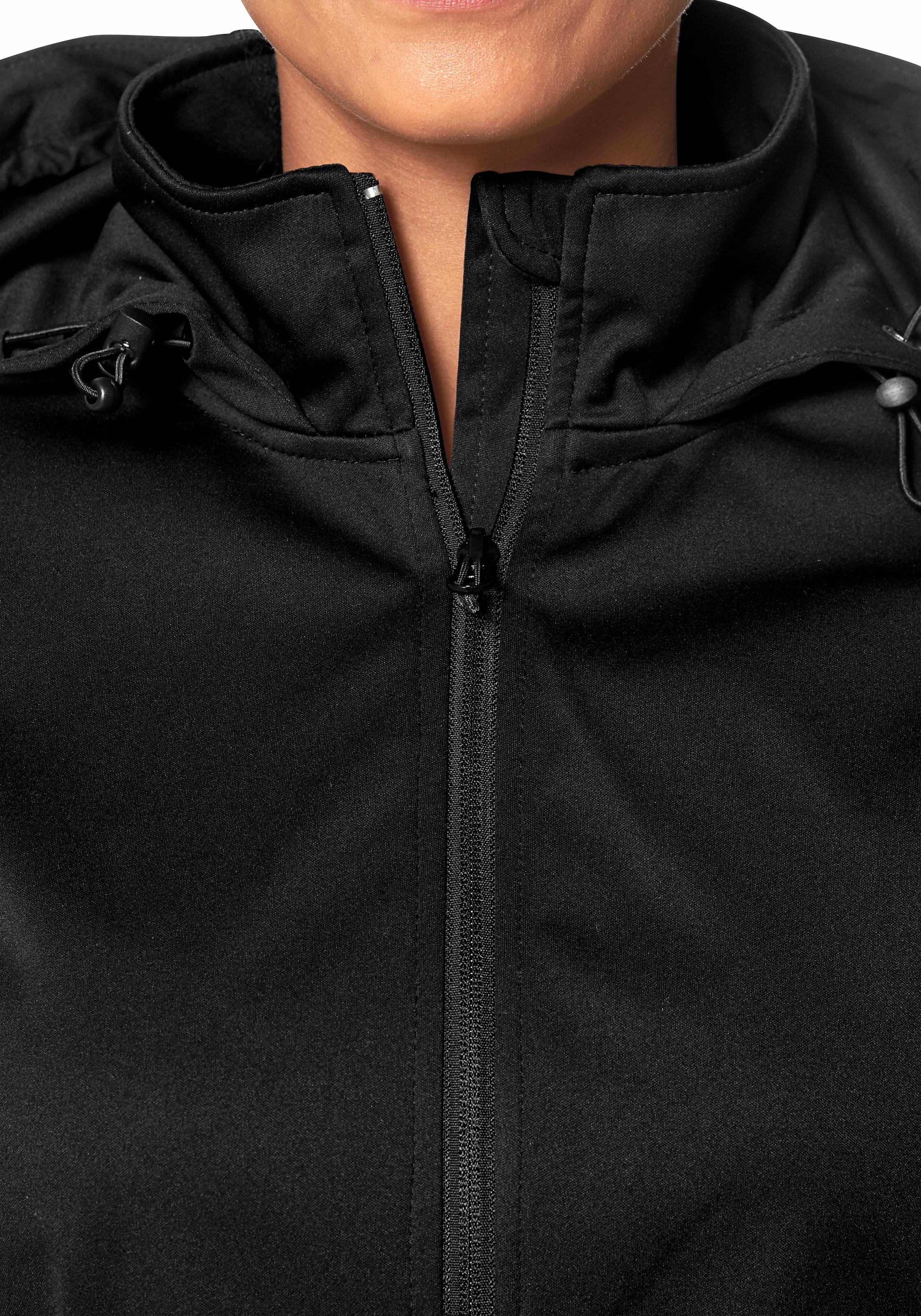 KangaROOS Softshelljacke mit Kapuze aus Softshell-Material,  figurumschmeichelnder Schnitt, große Größen