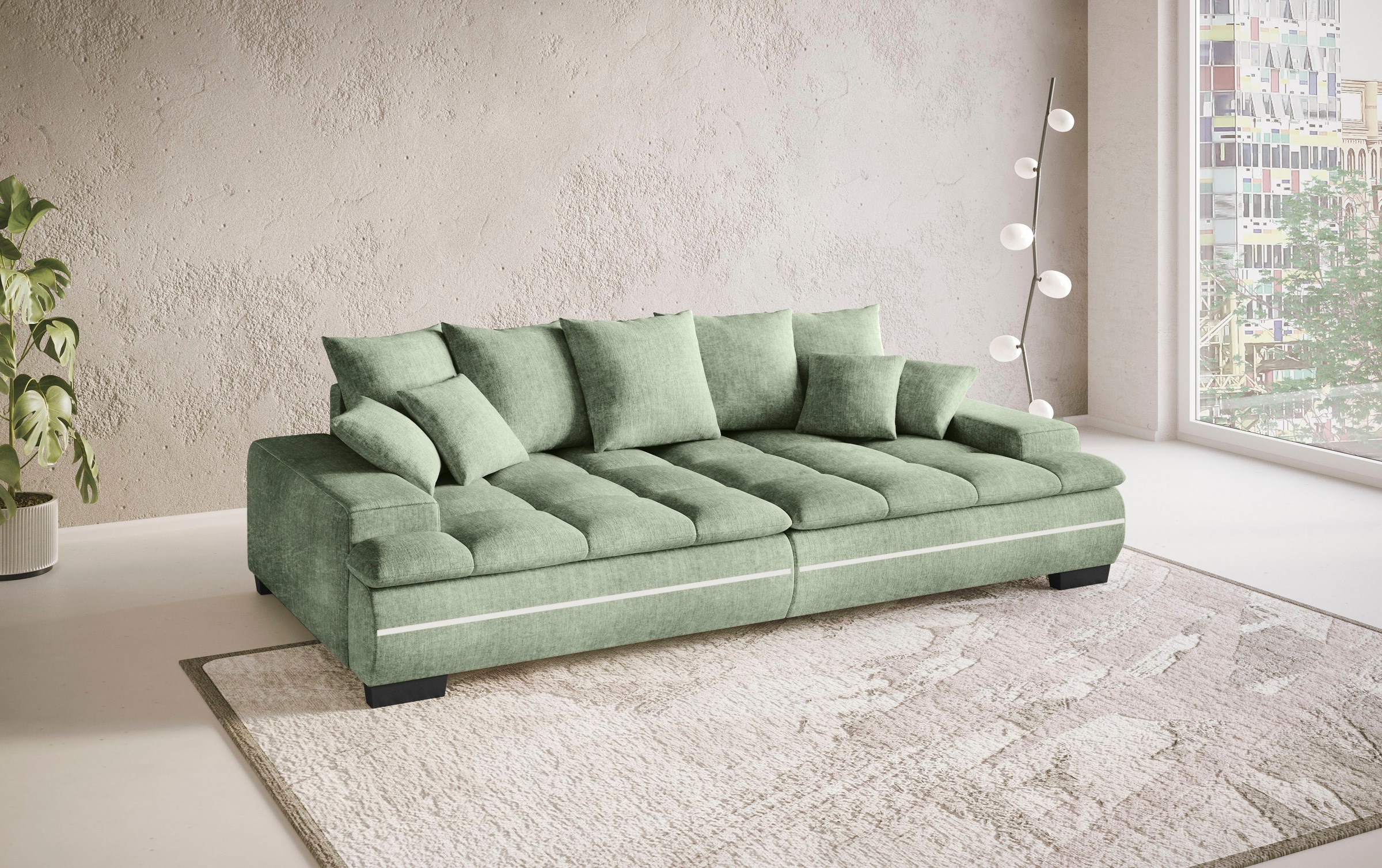 Mr. Couch Big-Sofa »Haiti II RGB-LED«, RGB-LED Beleuchtung, mit Handwerklich gearbeiteter Komfort-Steppung