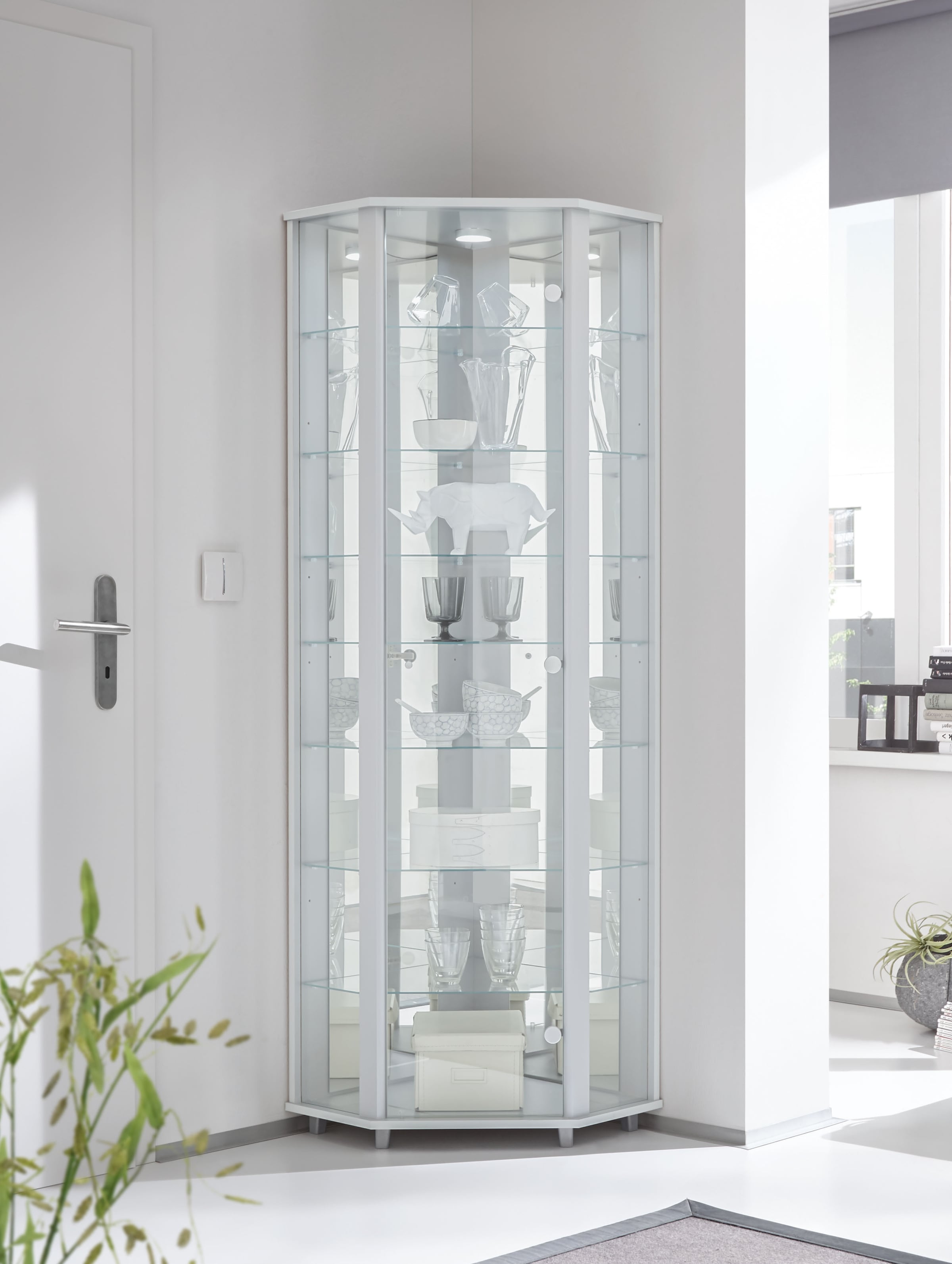 fif möbel Eckvitrine »TRIO Höhe ca. 172 cm, ink. Beleuchtung«, Eckvitrine/G günstig online kaufen