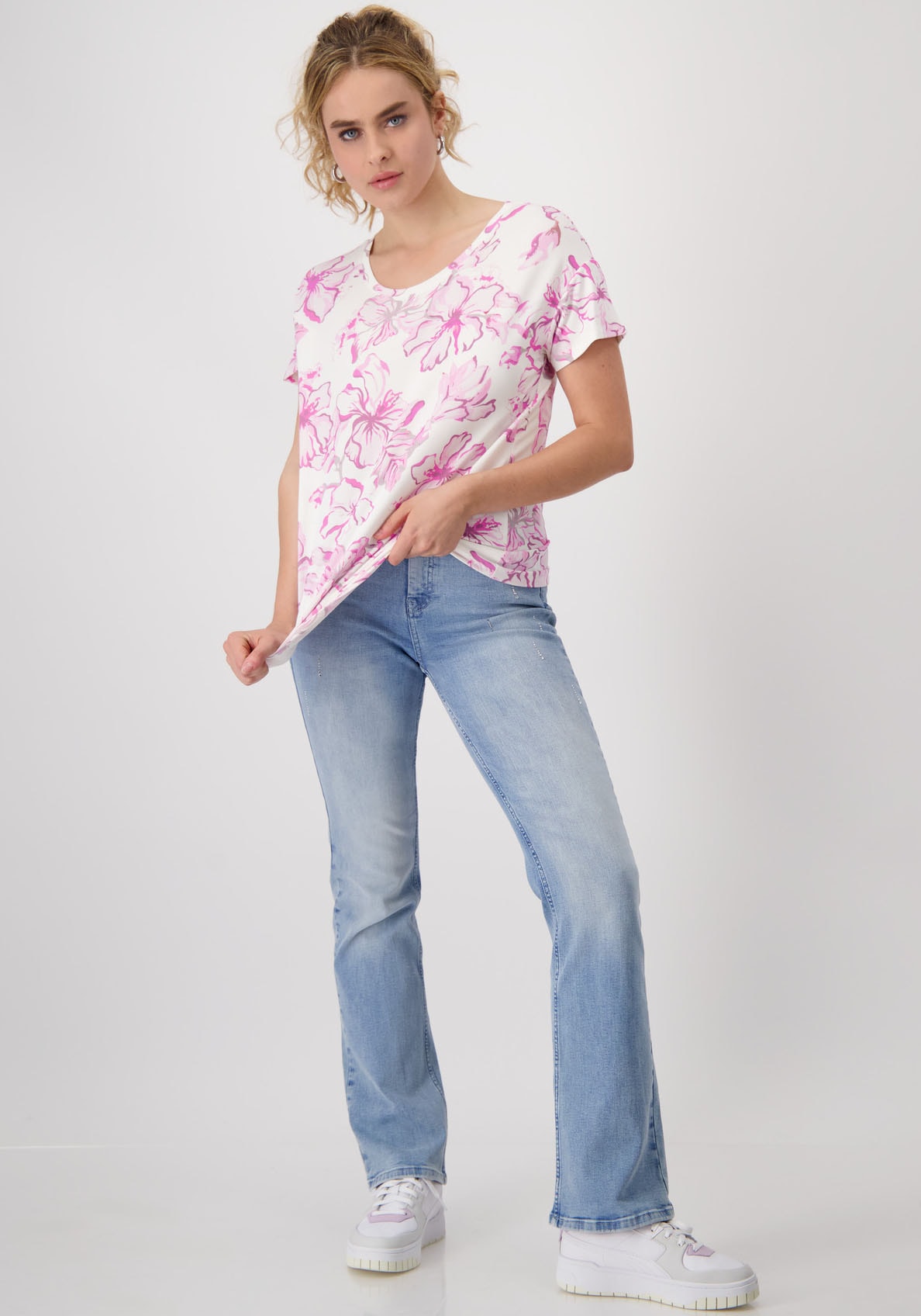 Monari Rundhalsshirt, mit Blumendruck