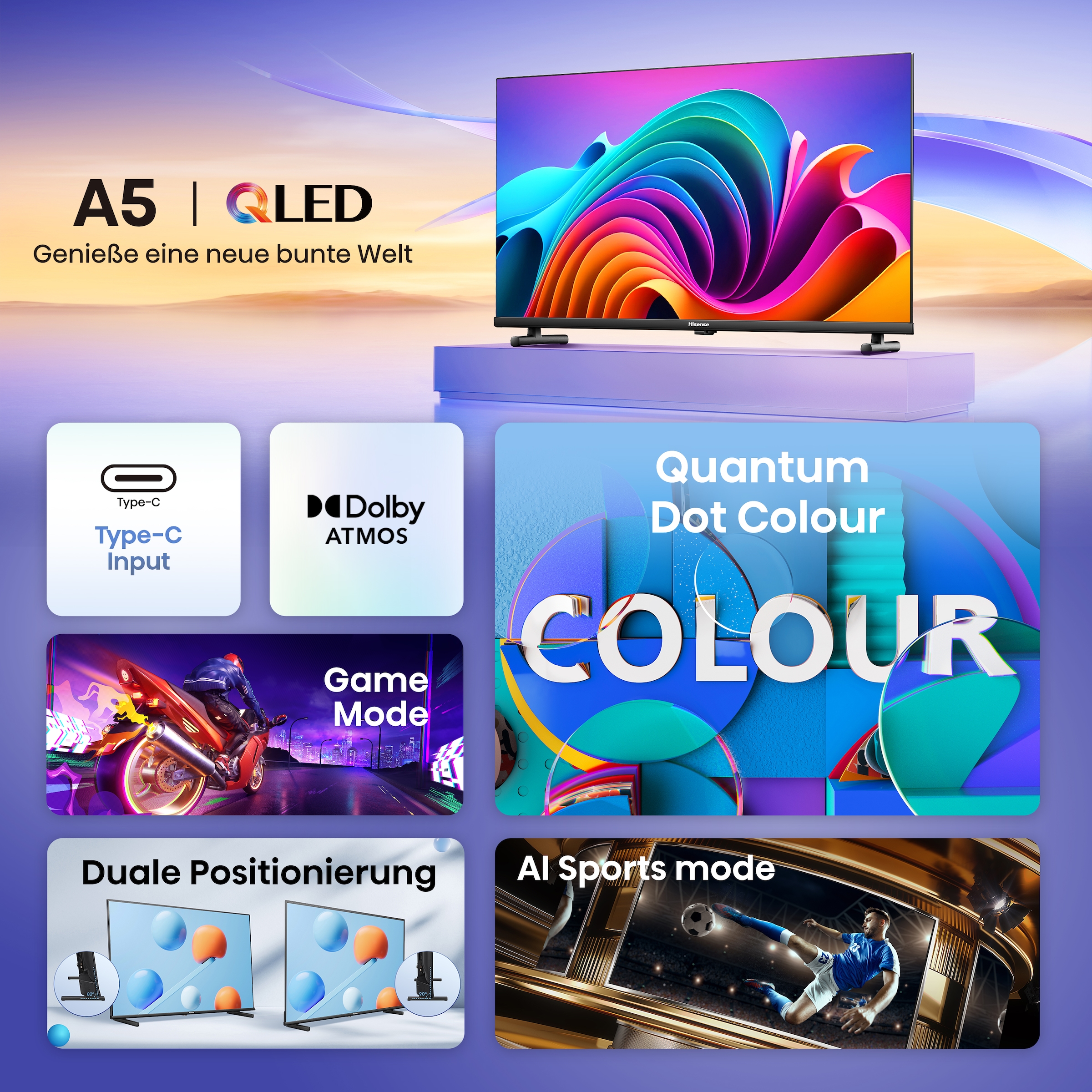 Hisense LED-Fernseher »32A5NQ«, HD, Smart-TV, 2K FHD QLED