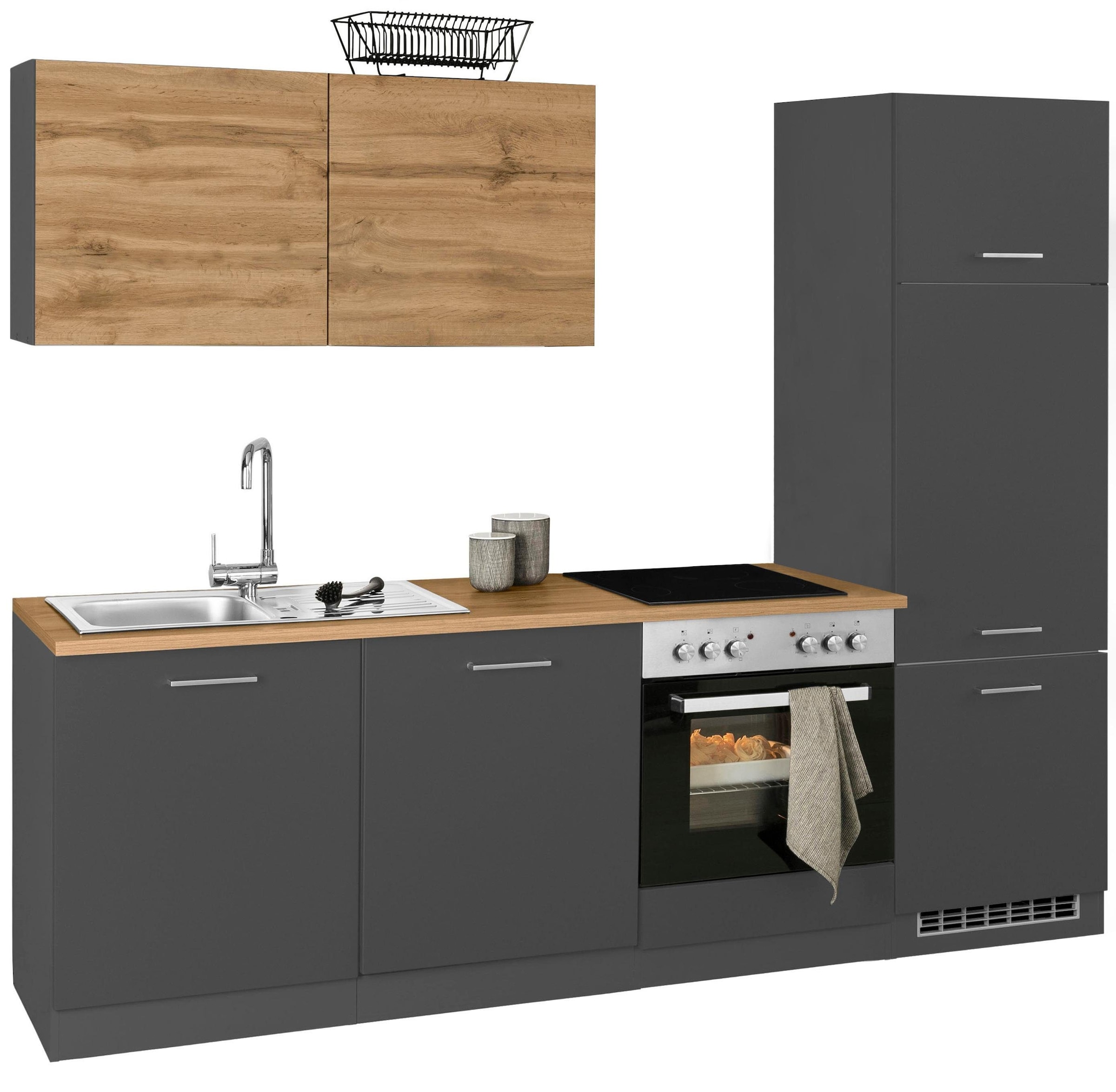 KOCHSTATION Küchenzeile »KS-Kehl«, ohne E-Geräte, Breite 240 cm, für Kühlschrank und Geschirrspüler