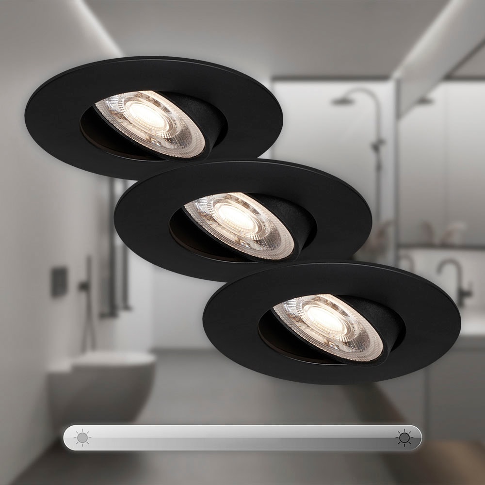Briloner Leuchten LED Einbauleuchte »7048035 KULANA«, Leuchtmittel LED-Board | LED fest integriert, 3er Set, ultraflach, schwenkbar, stufenlos dimmbar, schwarz