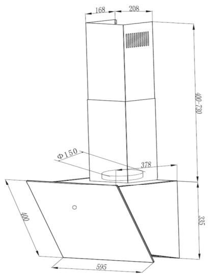 RESPEKTA Kopffreihaube »CH 111060«, 60 cm, 9 Leistungsstufen, LED-Beleuchtung, Ab- und Umluftfähig