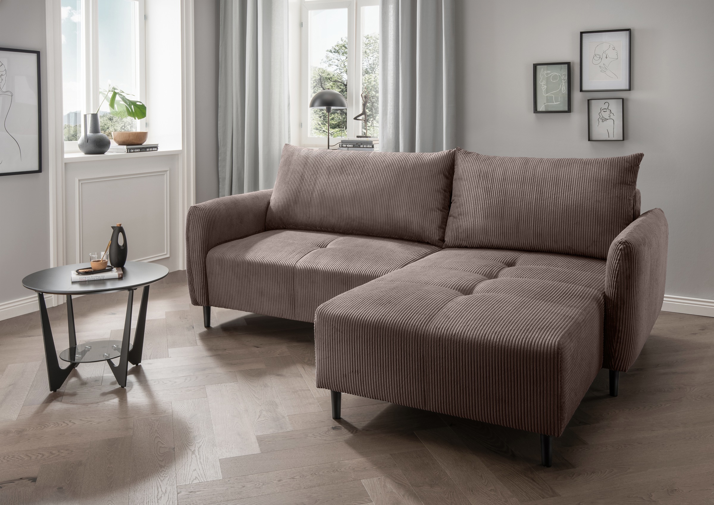INOSIGN Ecksofa »Mara, L-Form, aktueller Cord Bezug und tolle Farben, schma günstig online kaufen