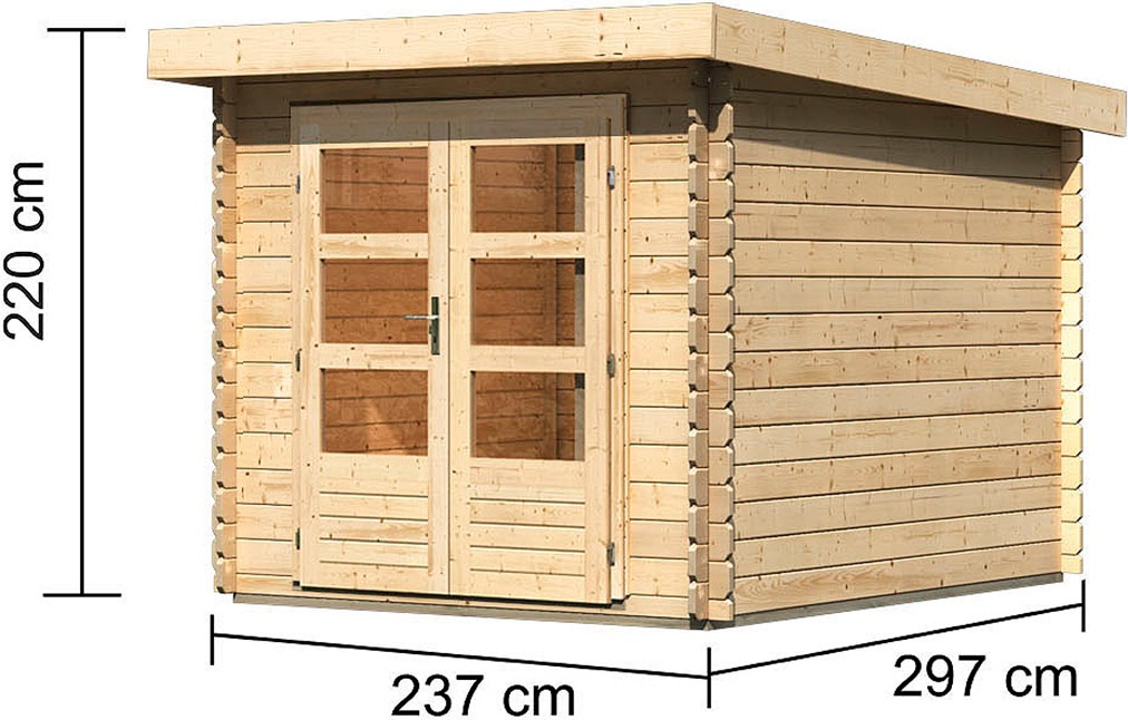 Karibu Gartenhaus »Schloßsee 4«, terragrau oder natur, 28 mm Wandstärke