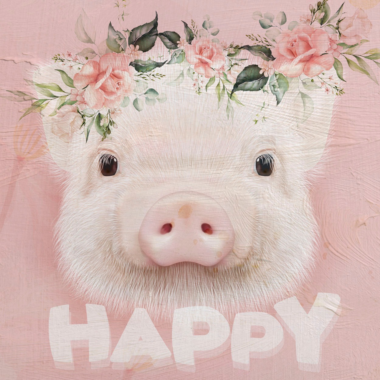 queence Leinwandbild »Abano«, Schwein-Kunst-Schweine-Blumen-Blumenbilder, ( günstig online kaufen
