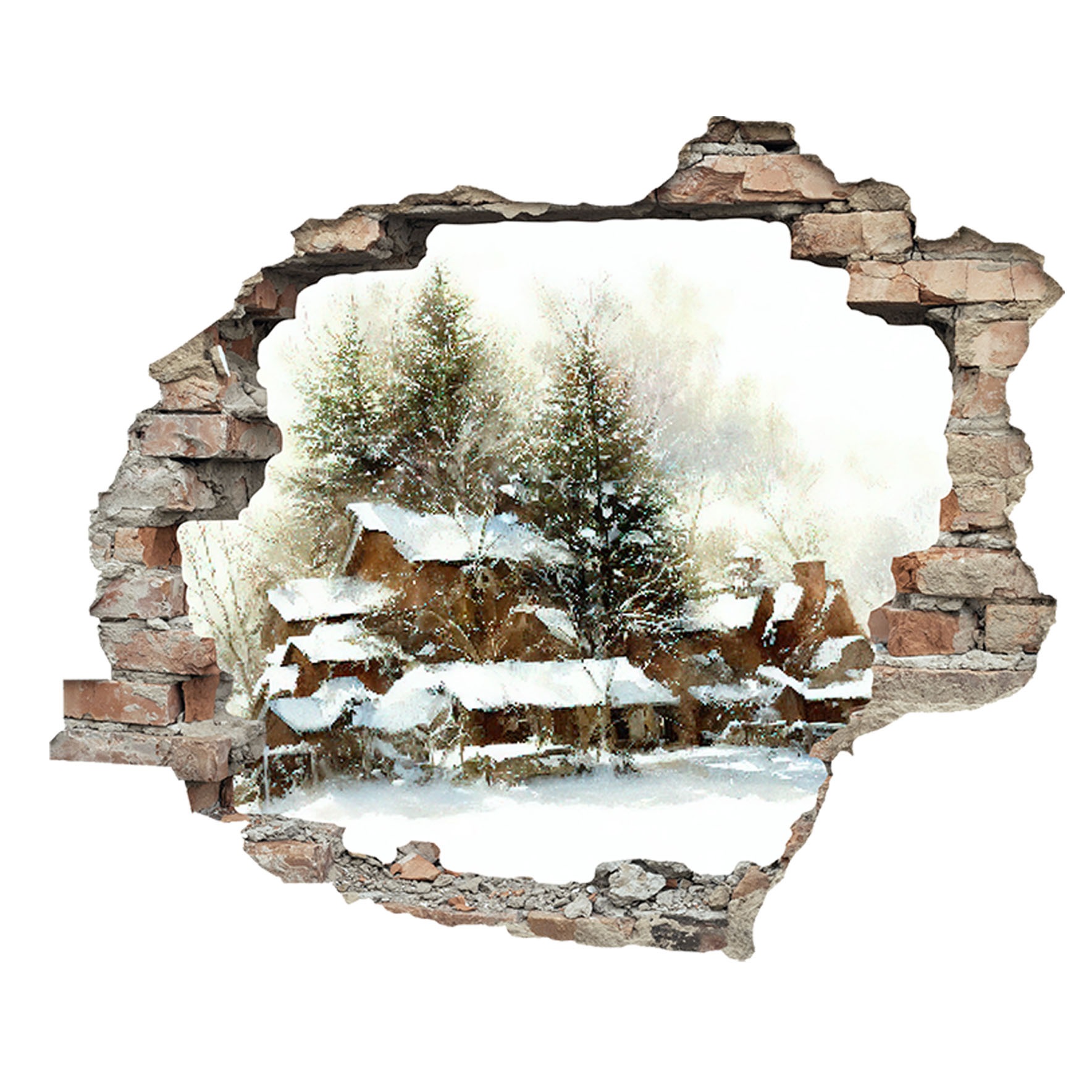 queence 3D-Wandtattoo »Häuserlandschaft im Schnee«, (1 St.), selbstklebender Wandsticker Weihnachten