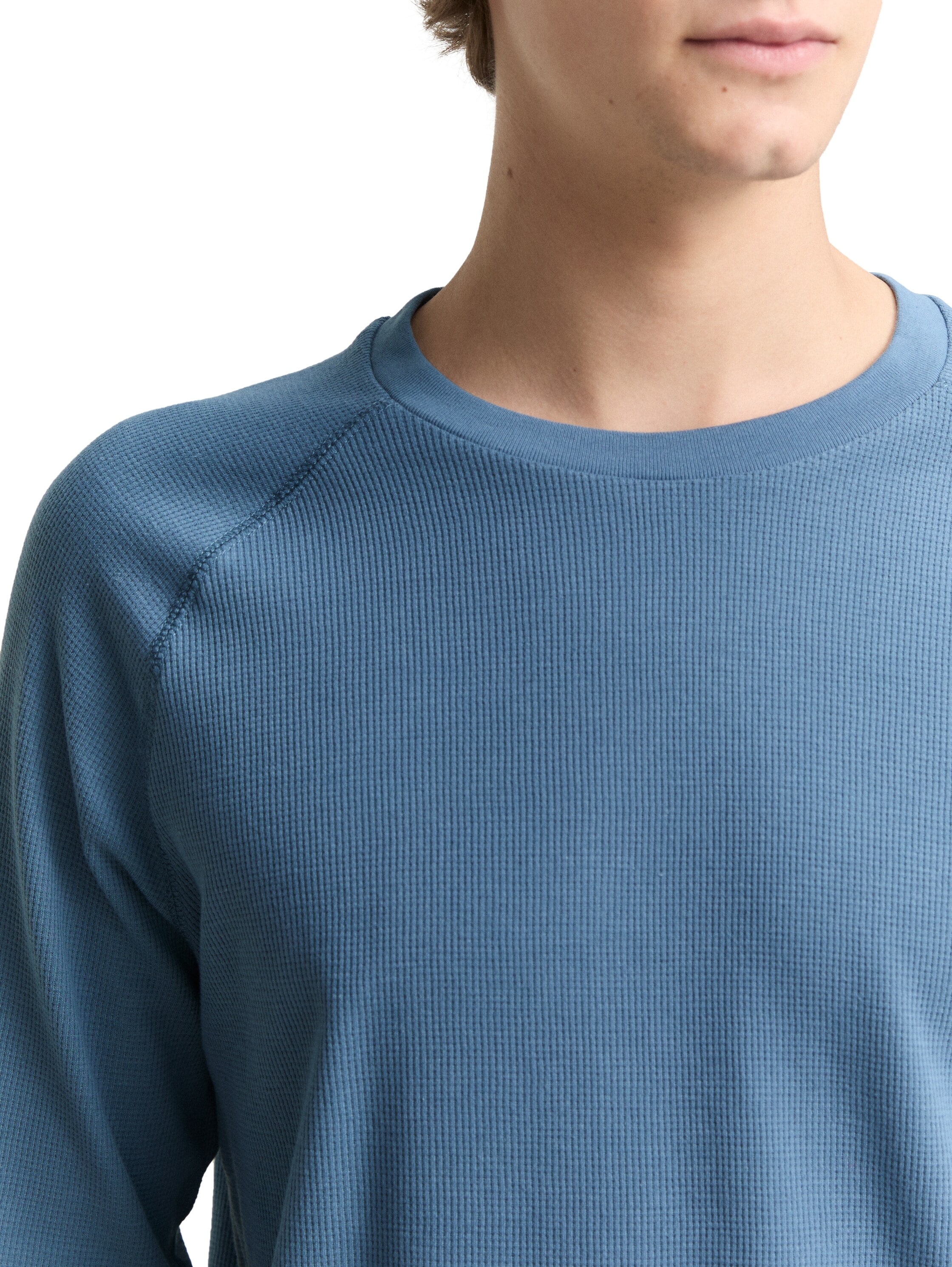 TOM TAILOR Denim Rundhalsshirt mit Logo Stickerei