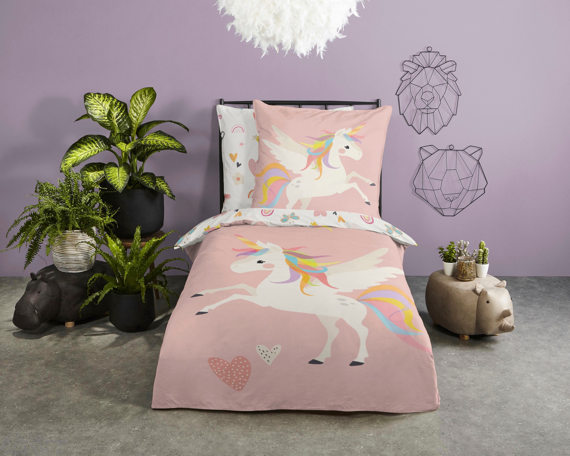good morning Kinderbettwäsche »Unicorn« 2 Stk. tlg. Baumwolle, 135x200, Rei günstig online kaufen