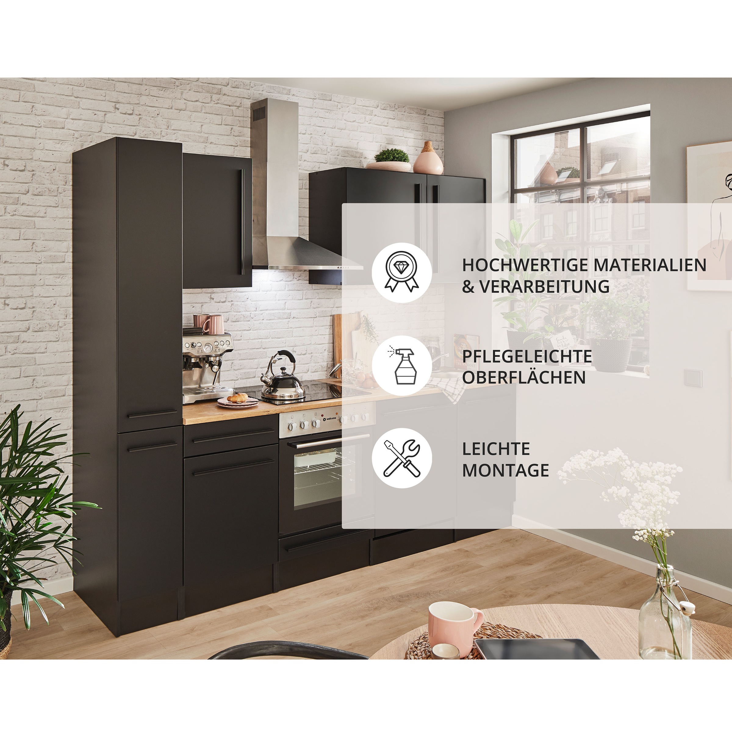 BASIC by Balculina Küchenzeile »Jazz« Breite 250 cm, wahlweise mit E-Geräten