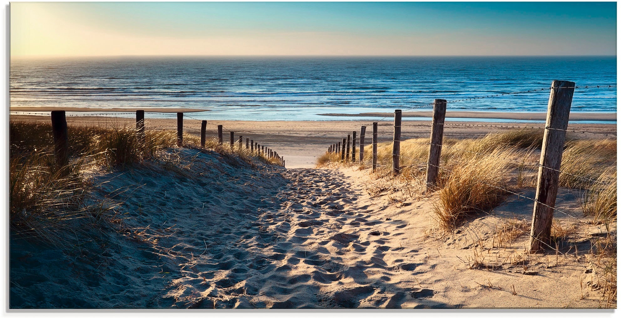 Artland Glasbild »Weg zum Nordseestrand Sonnenuntergang«, Strand, (1 St.), günstig online kaufen