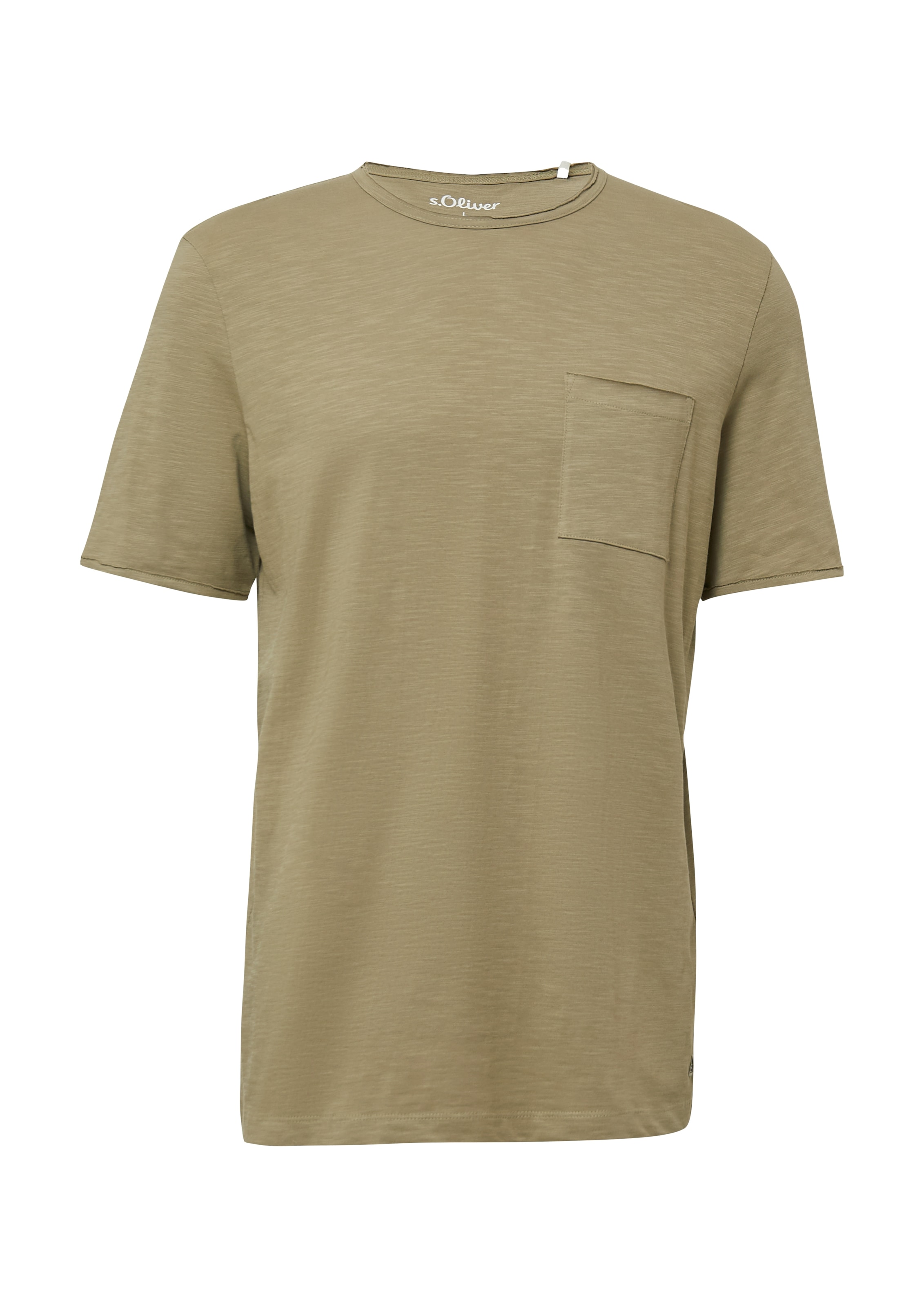 s.Oliver T-Shirt, mit Brusttasche und offenen Kanten