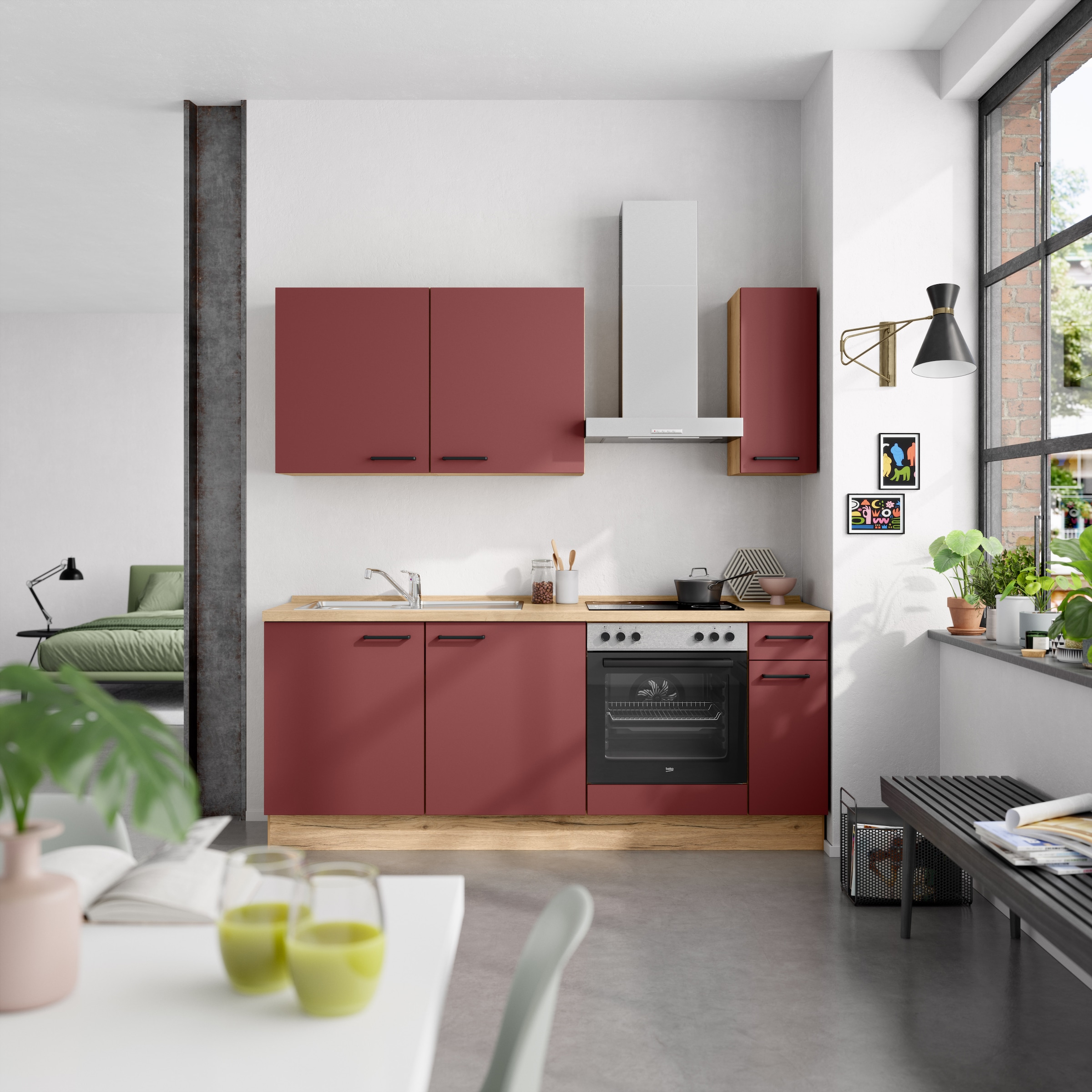 nobilia® Küchenzeile »"Easytouch I"«, vormontiert, Ausrichtung wählbar, Breite 210 cm, wahlw. mit E-Geräten