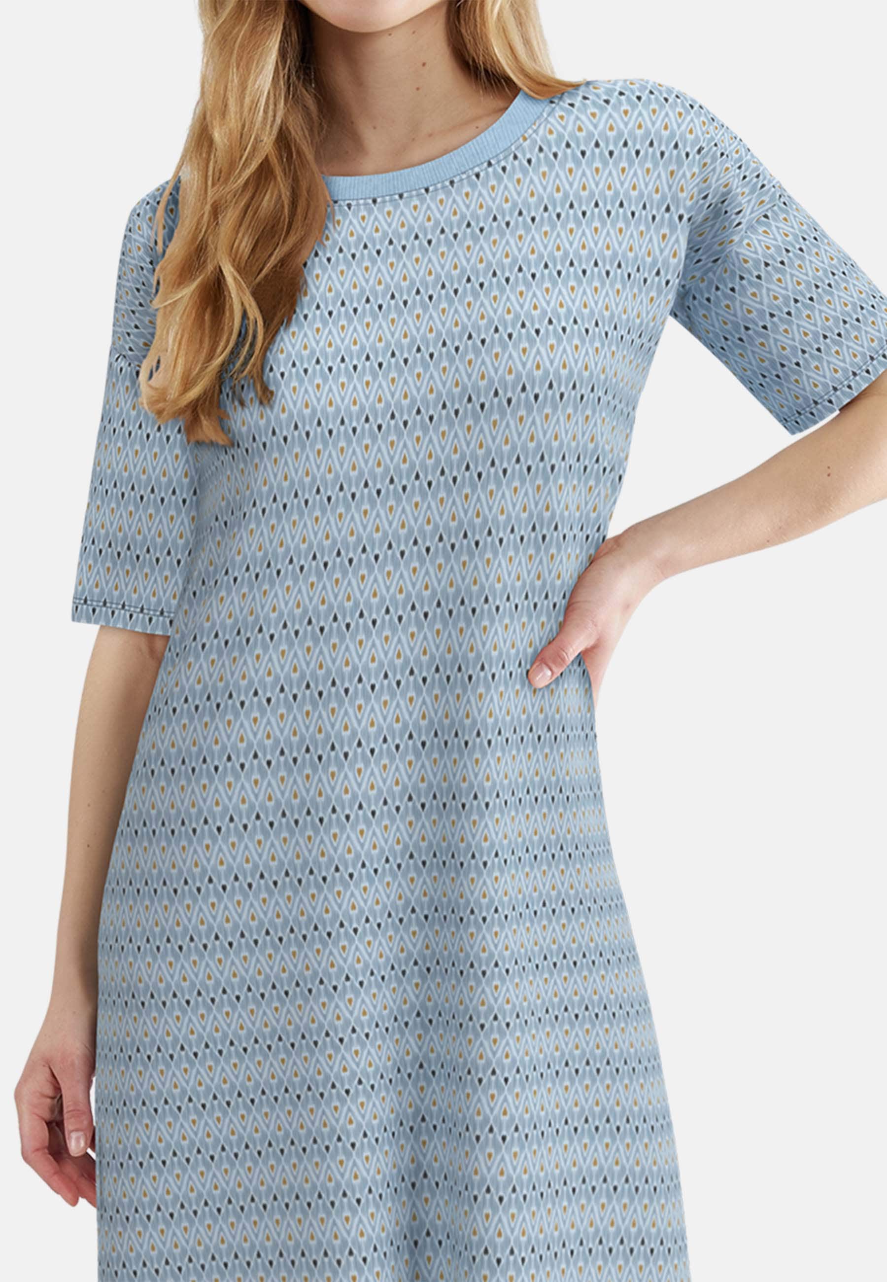 TOM TAILOR Nachthemd Halbarm, knielang, Rundhalsausschnitt, Baumwollmix