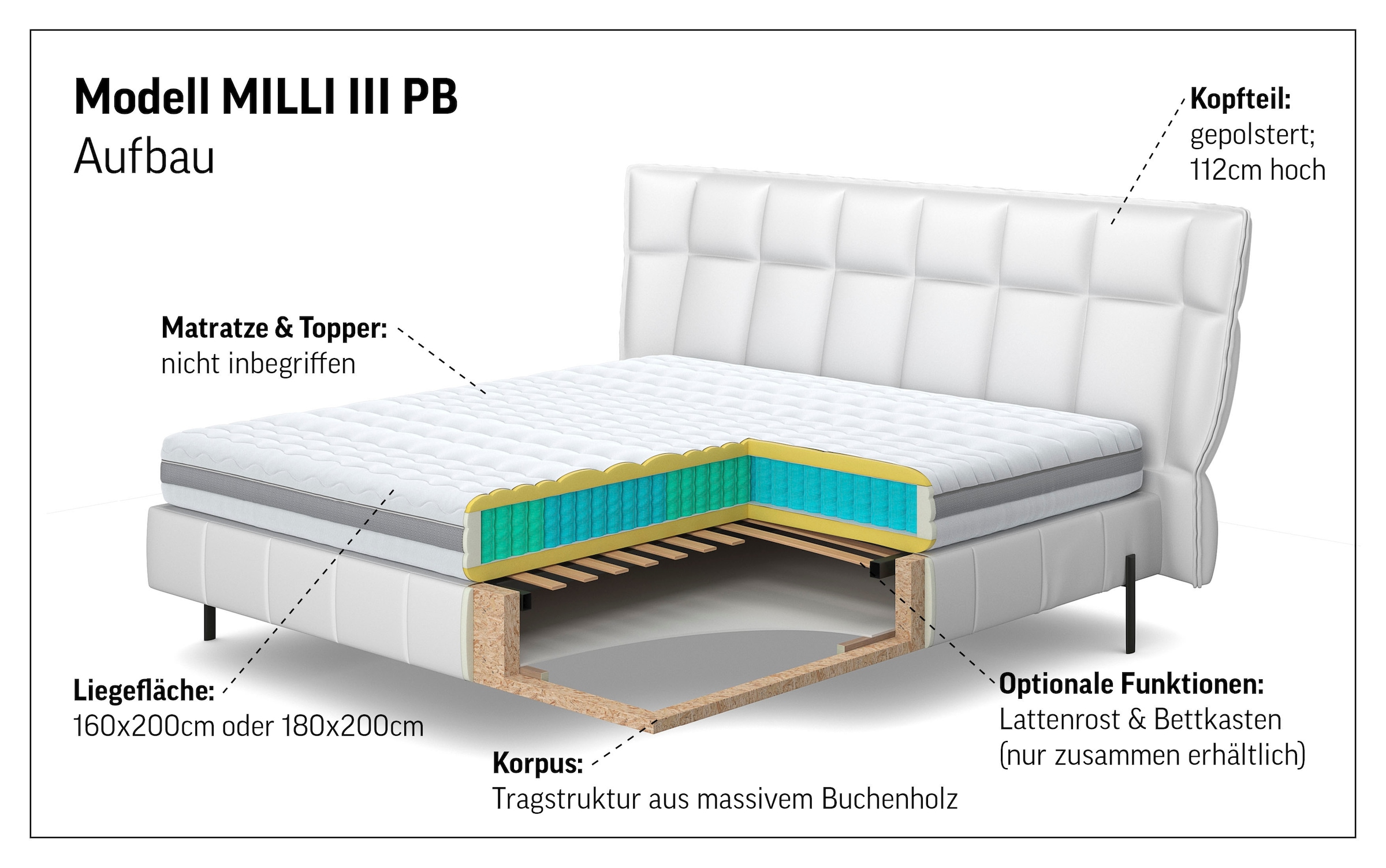 COTTA Polsterbett »MILLI III wahlweise mit Bettkasten«
