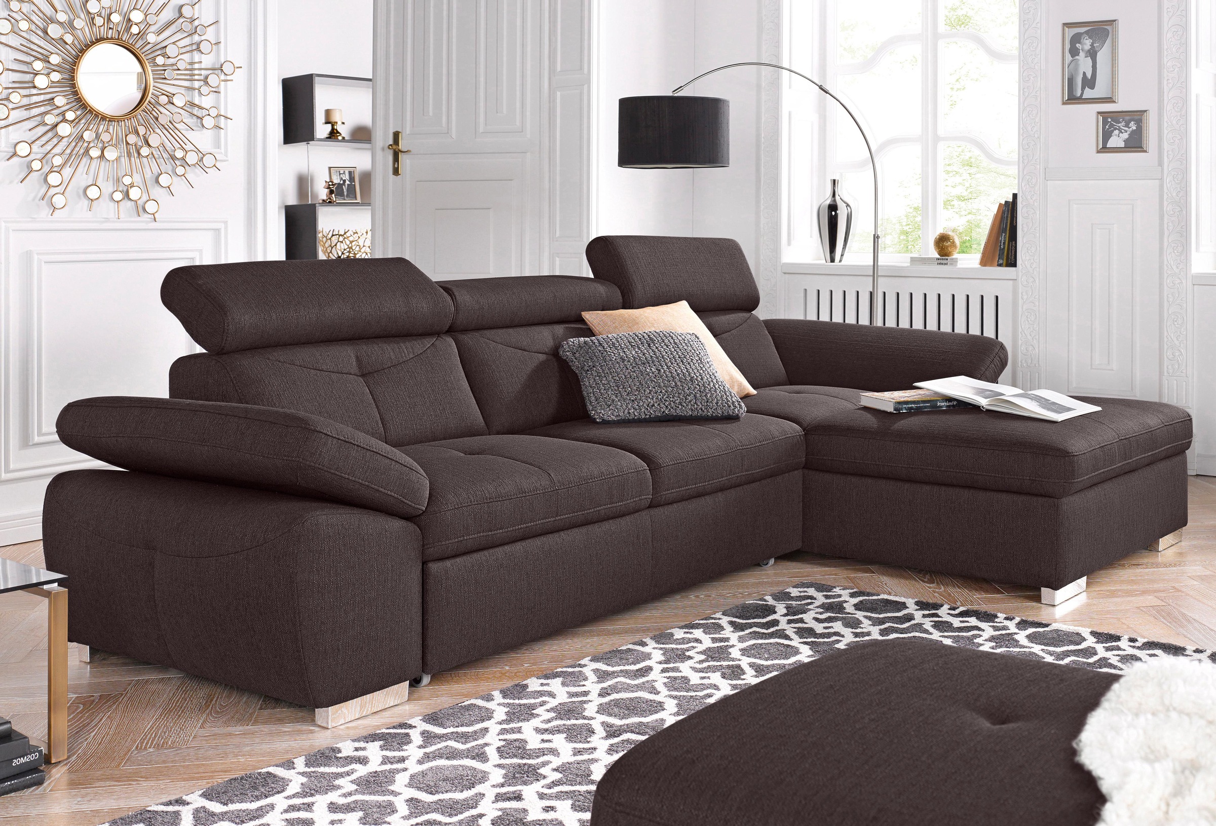 exxpo - sofa fashion Ecksofa »Spring, super bequem, mit Armteil- und Kopfteilfunktion, OTTOs Choice«, L-Form, wahlweise mit Bettfunktion und Bettkasten