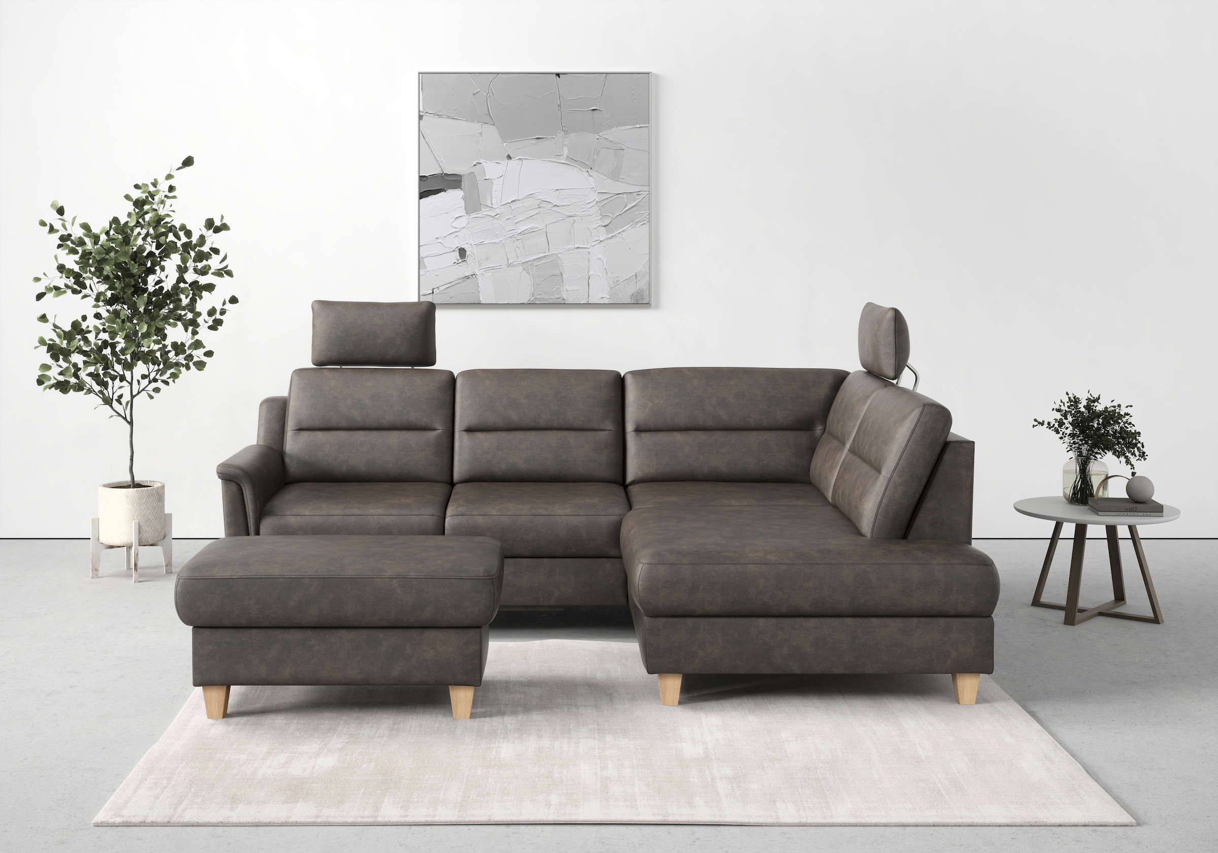 sit&more Stauraumhocker »Farö«, mit Stauraum und Federkern und naturfarbenen Füßen