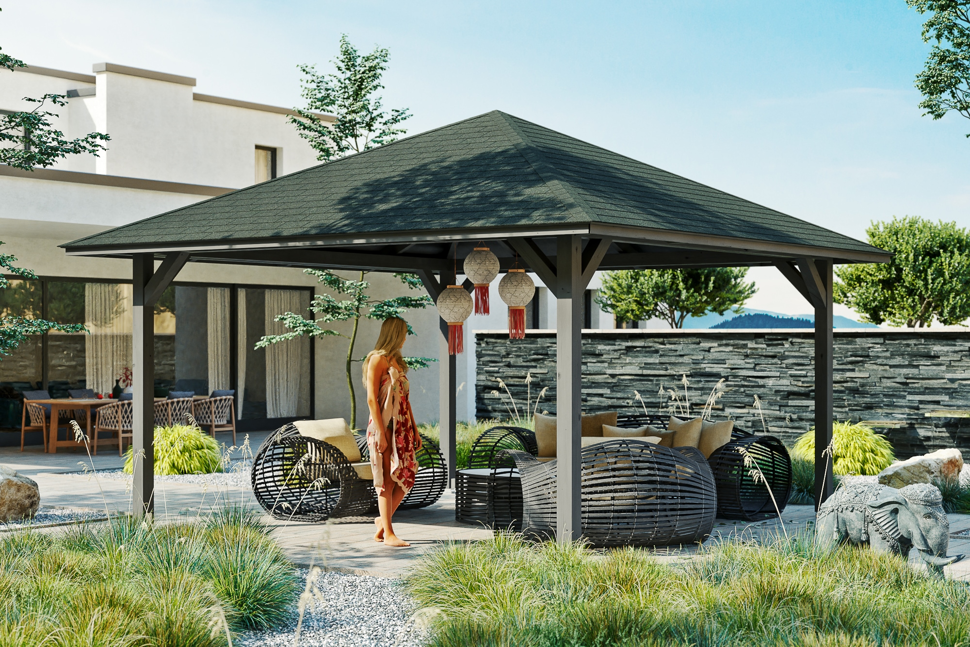 Skanholz Holzpavillon »Cannes 3«, Leimholz, 424 x 424 cm