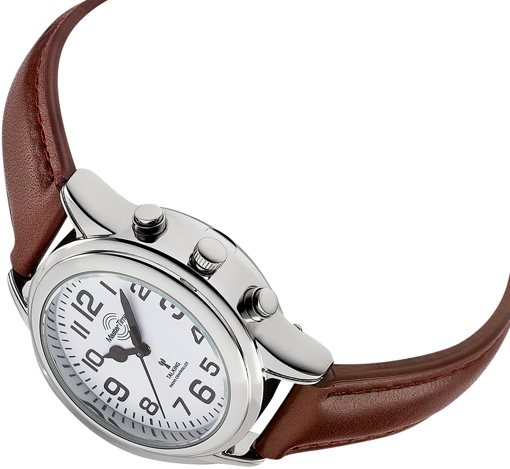 MASTER TIME Funkuhr »Sprechende Funkuhr«, Armbanduhr, Quarzuhr, Damenuhr, Lederarmband
