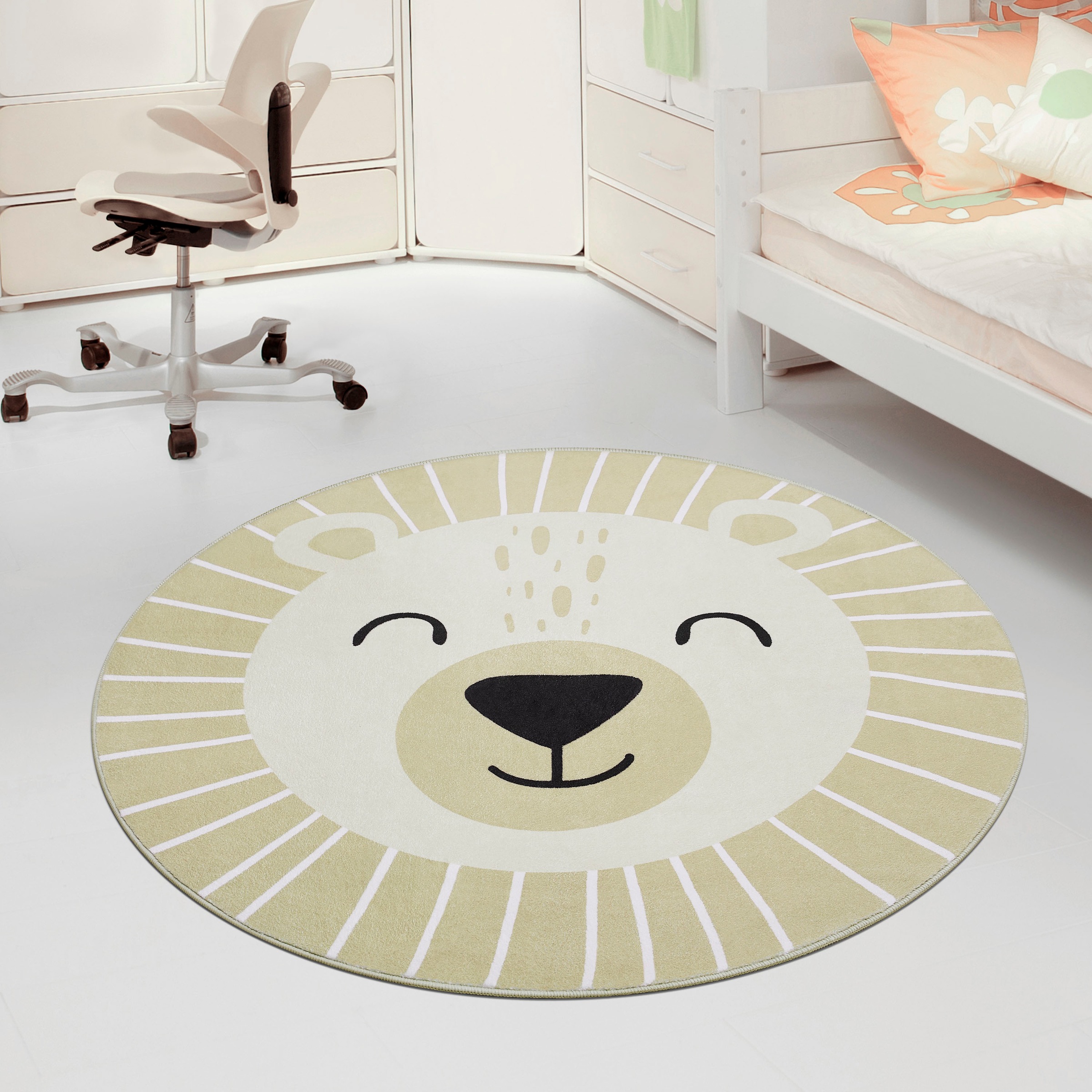 Paco Home Kinderteppich »Tosbik 481«, rund, 12 mm Höhe, Spielteppich, Kurzflor, Motiv Bär, waschbar, Kinderzimmer