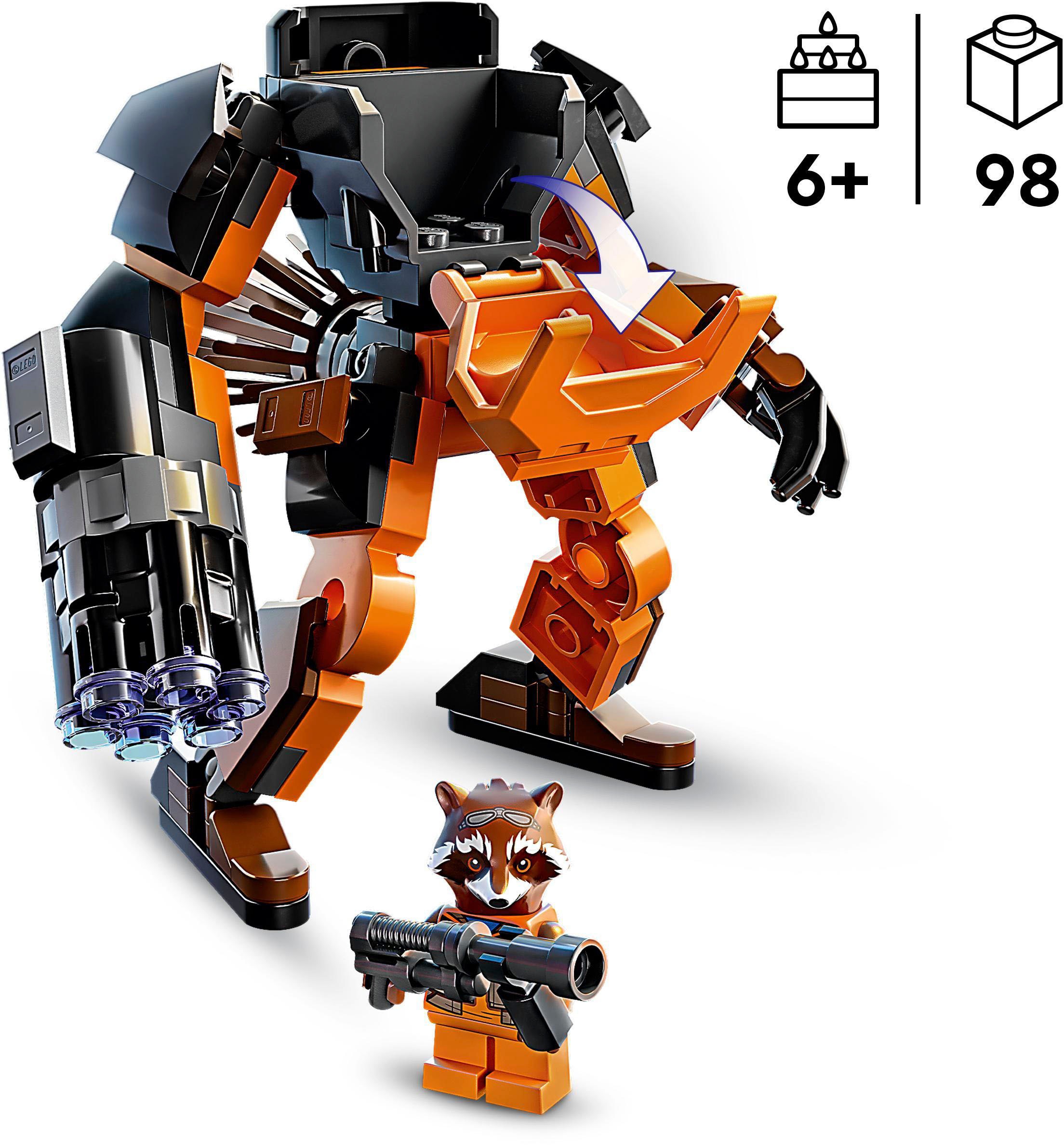 LEGO® Konstruktionsspielsteine »Rocket Mech (76243), LEGO® Marvel«, (98 St.), Made in Europe