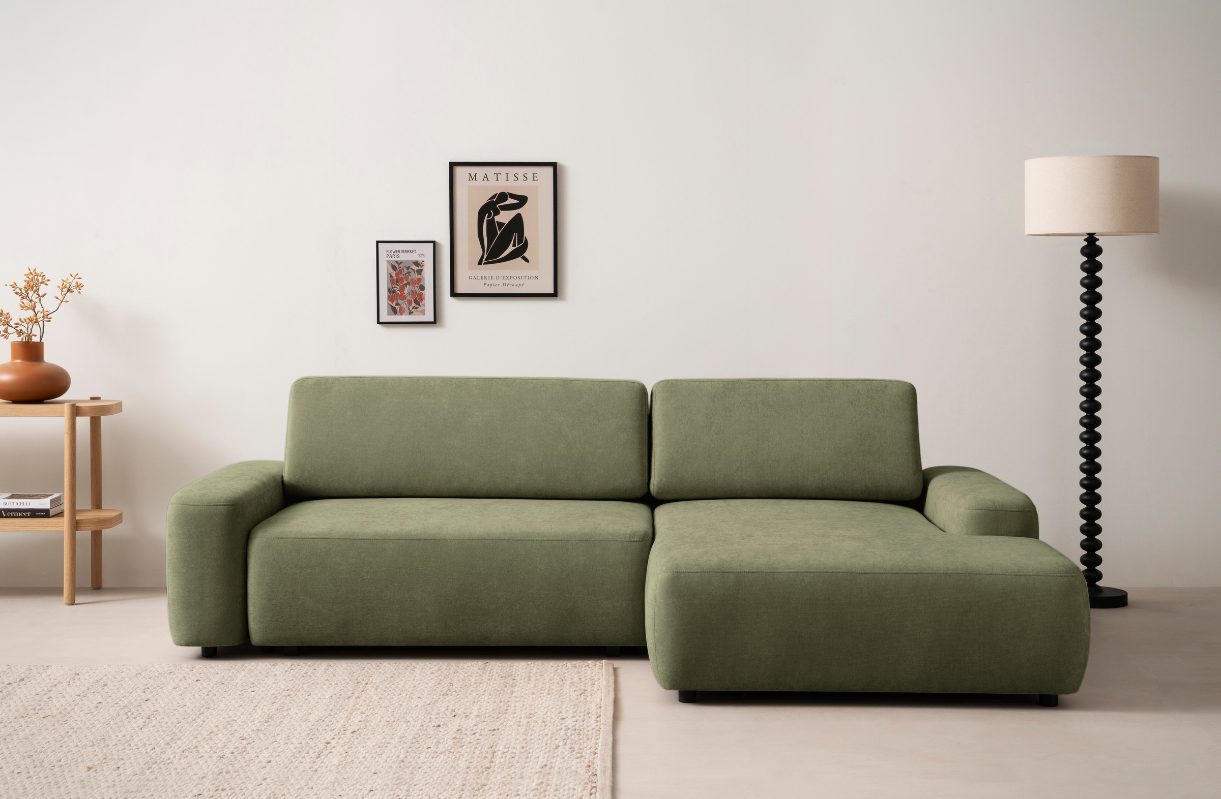 INOSIGN Ecksofa »TORGE (264cm), Schlafsofa in Cord, Samtvelours o Struktur fein, L-Form«, Schlaffunktion, Bettkasten, Liegefläche: 125/210 cm