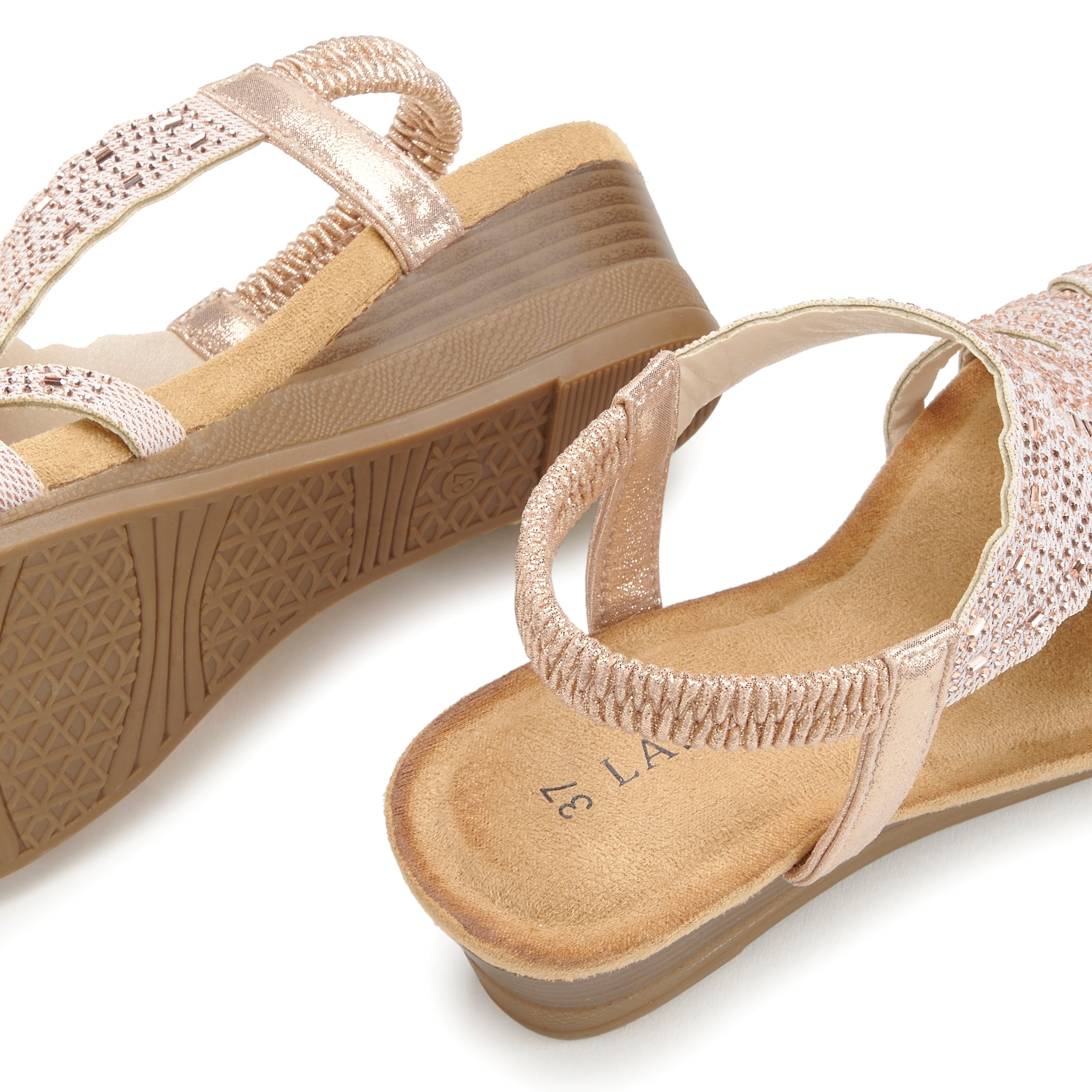 LASCANA Sandalette »Sommerschuh«  Sandale, Sommerschuh mit Glitzerdetails und elastischem Riemchen