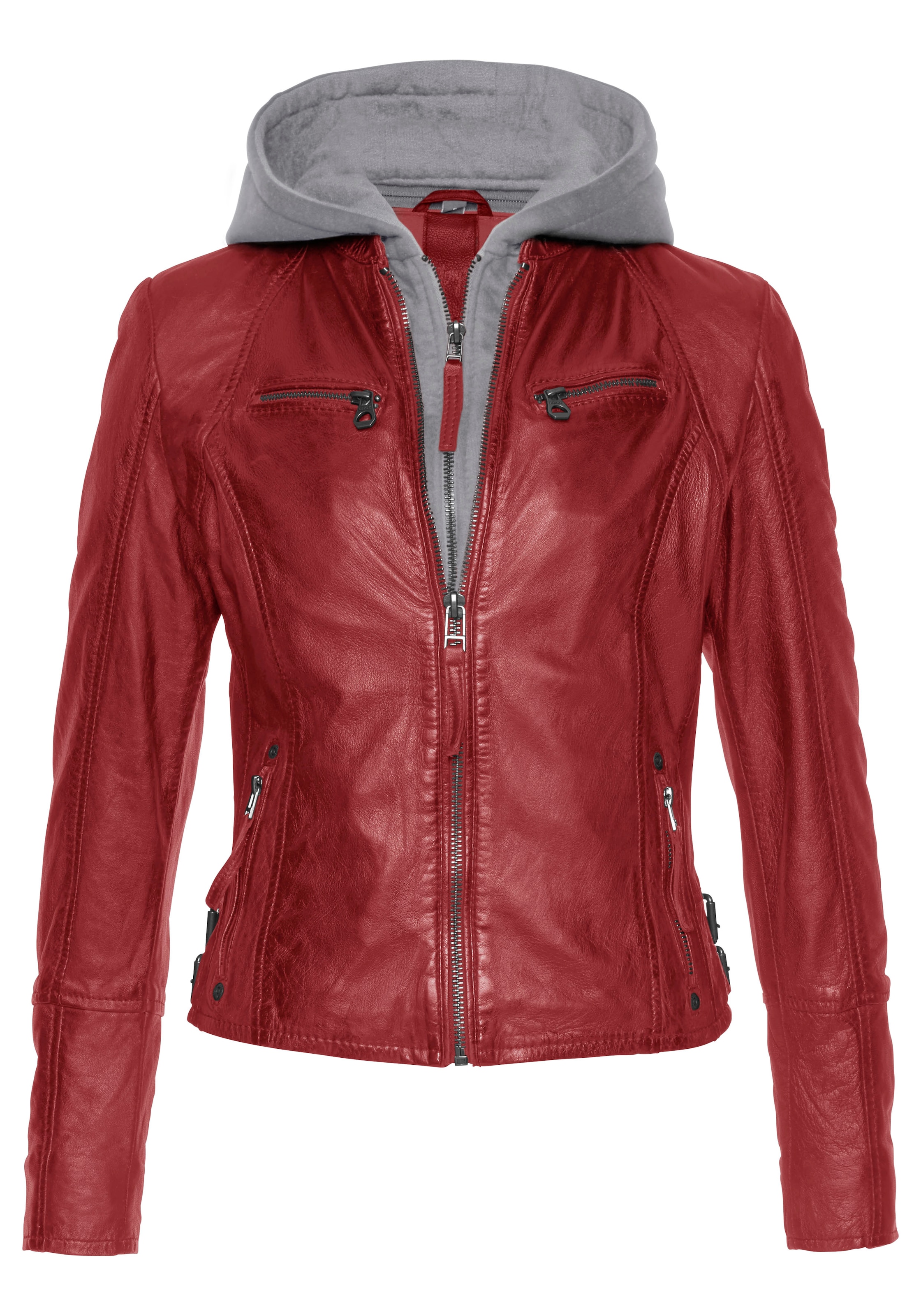 Mauritius Lederjacke »NOLA«, mit Kapuze, Two-in-One Style - mit abnehmbarer Jersey-Kapuze