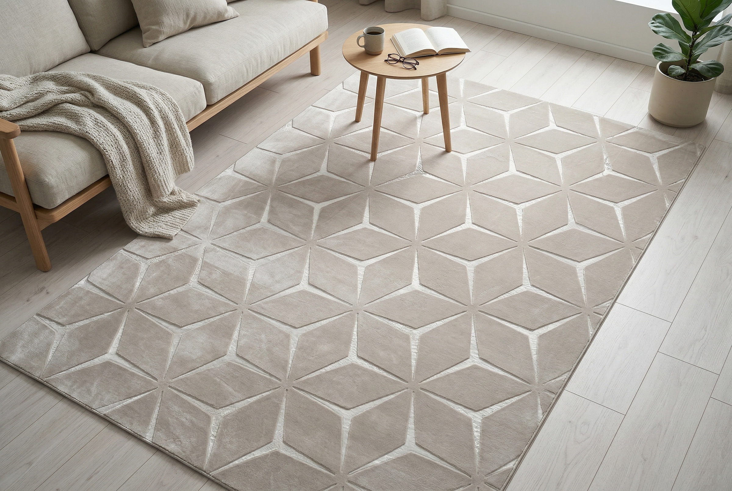 Kayoom Teppich »Calma 225« rechteckig 10 mm Höhe Kurzflor, 3-D Optik, Wohnzimmer
