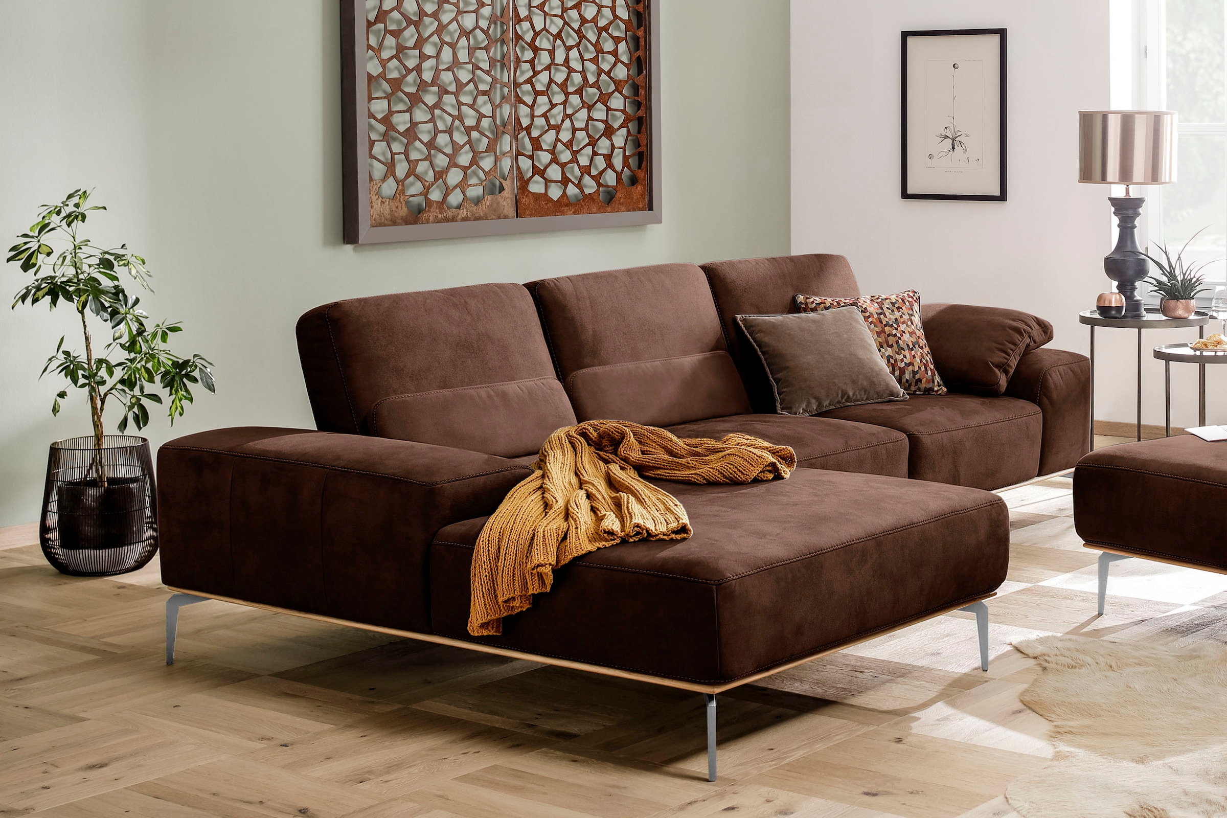 W.SCHILLIG Ecksofa "run, Designsofa, bequem, L-Form", mit elegantem Holzsoc günstig online kaufen