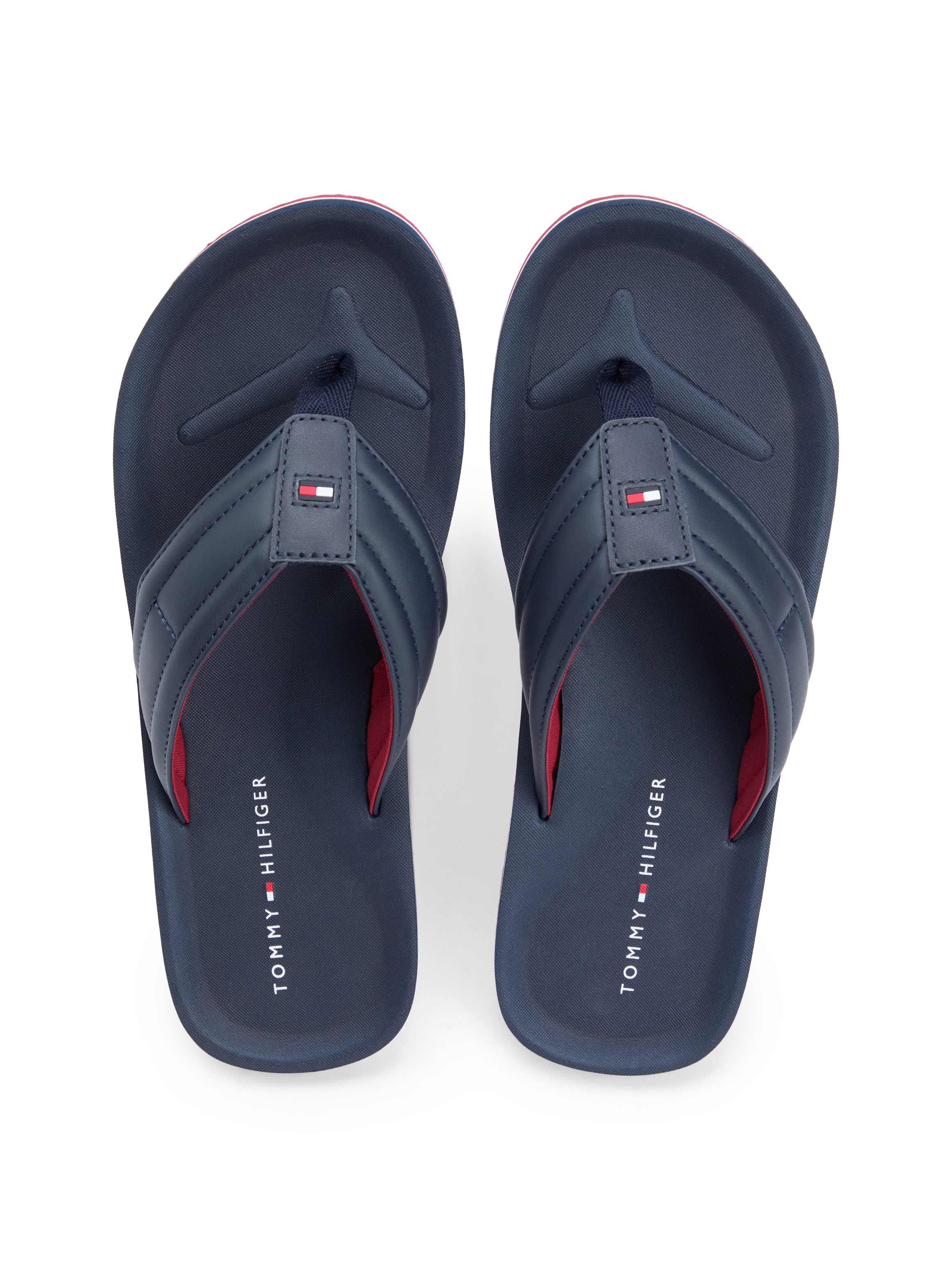 Tommy Hilfiger Zehentrenner »HILFIGER PADDED BEACH SANDAL«  Sommerschuh, Flats, Strandschuh mit Ziersteppung