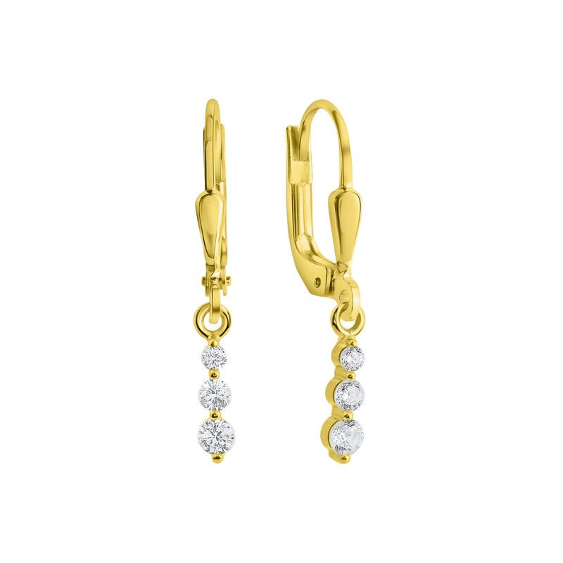 VIVANCE Paar Ohrhänger »375/- Gelbgold glanz Zirkonia« gelb + weiß one-size Bezaubernde Ohrhänger aus 375/- Gelbgold glanz