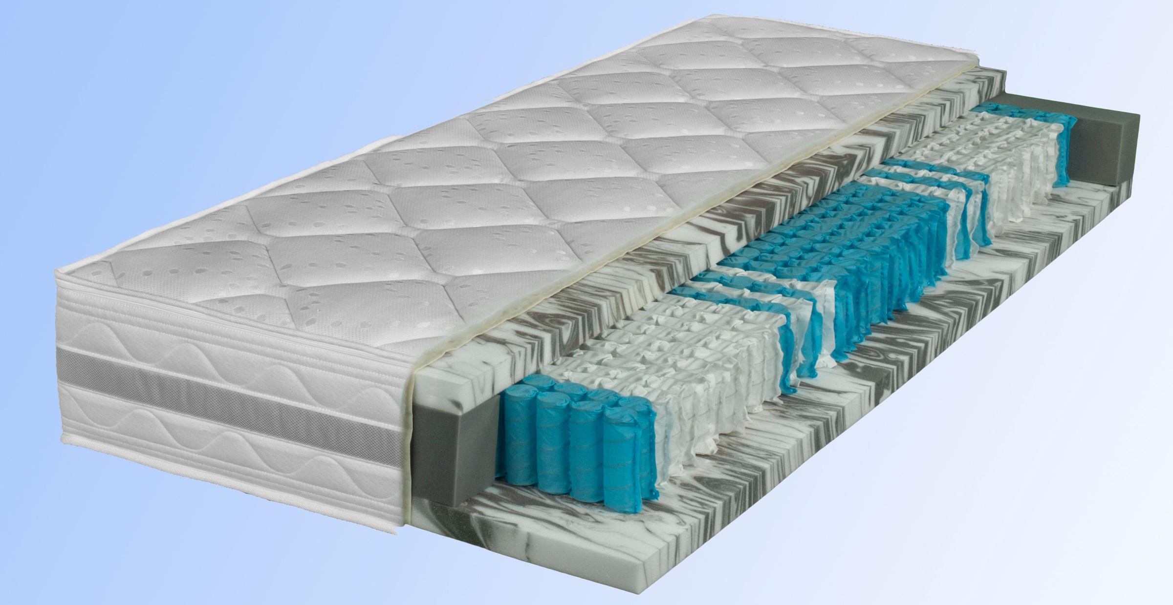 Breckle Taschenfederkernmatratze »Gelschaum Komfort TFK«, 24 cm hoch, Raumgewicht: 28 kg/m³, 1000 Federn, (1 St., 1-tlg.), Luxus-Federkernmatratze in 90x200 cm und weiteren Größen erhältlich
