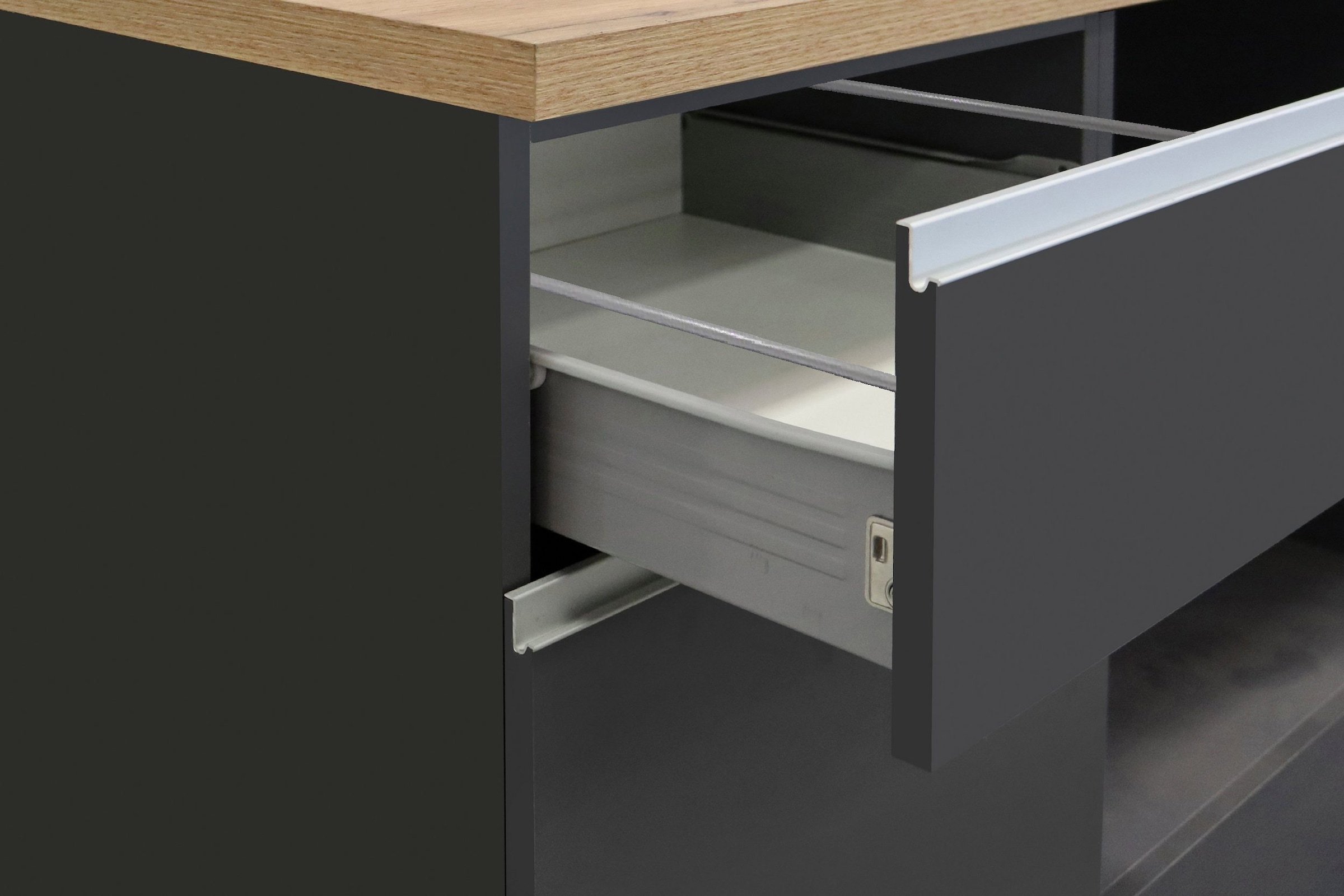 KOCHSTATION Kücheninsel »Sole,Kochinsel,Küchenarbeitsblock,Inselküche,Arbeitsinsel«, Breite 160 cm mit 2 Türen,2 Schubkästen, Aluminiumgriff