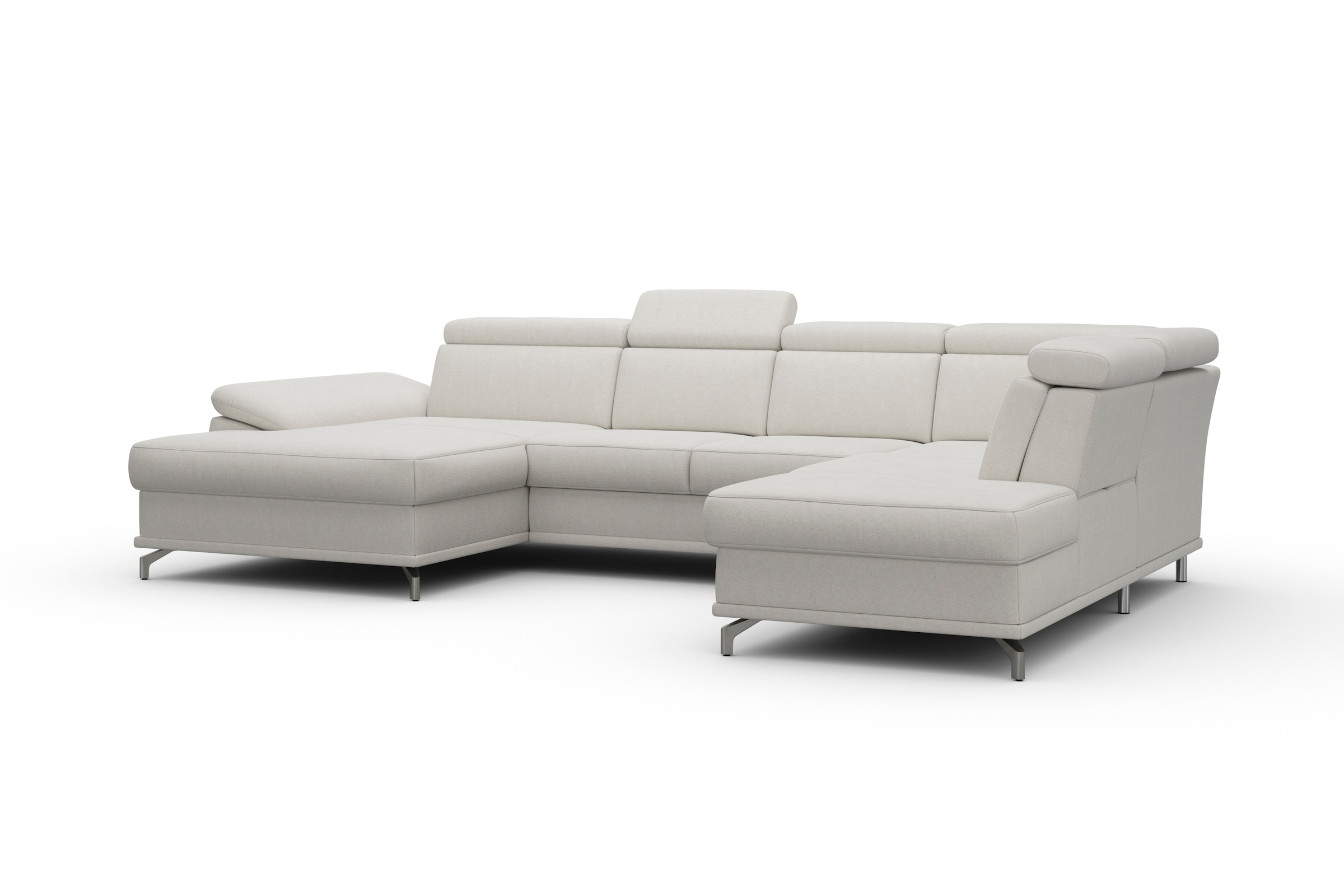 sit&more Wohnlandschaft »Cabrio U-Form, mit Sitztiefenverstellung, Arm- und Kopfteilverstellung«, 3 Nierenkissen, Federkern, optional Bettfunktion und Stauraum