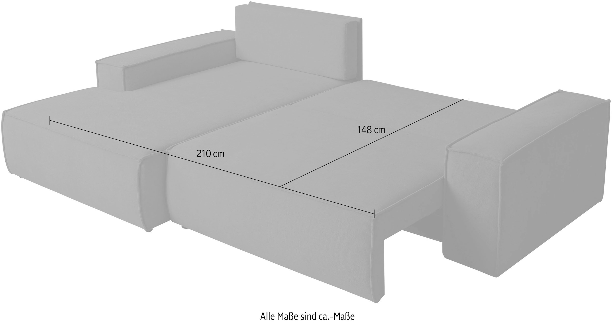 WERK2 Ecksofa »Treviso 267 x 165 cm mit Bett und Bettfunktion, bequem, viel Platz« Struktur HOLMS, L-Form, Schlaffunktion, Bettkasten