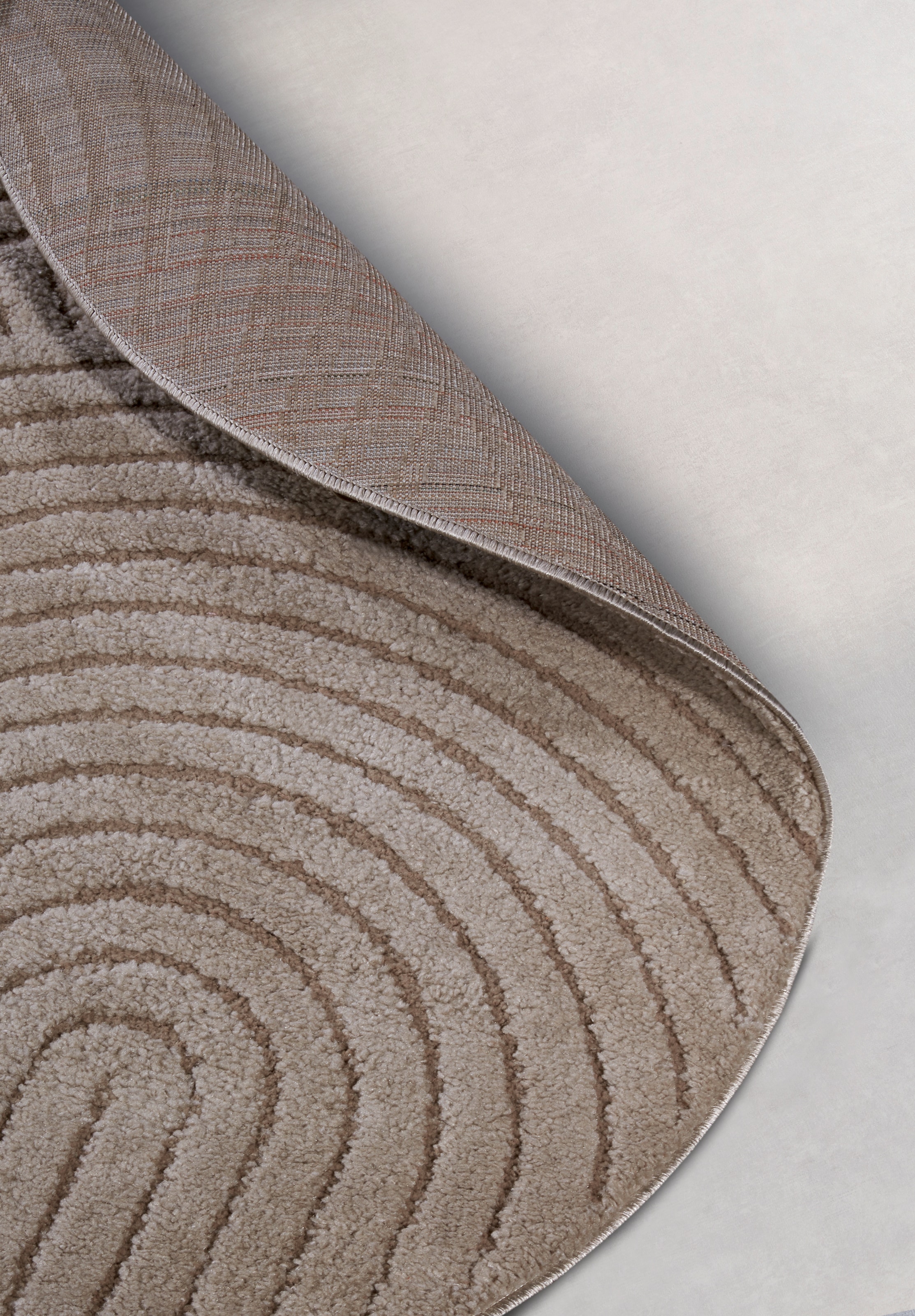 ELLE DECORATION Designteppich »Cosy Panglao, auch als Rundteppich erhältlich«, rechteckig, 14 mm Höhe, uni Kurzflor, Hoch Tief Struktur, modern, Skandi, Boho, Wohnzimmer