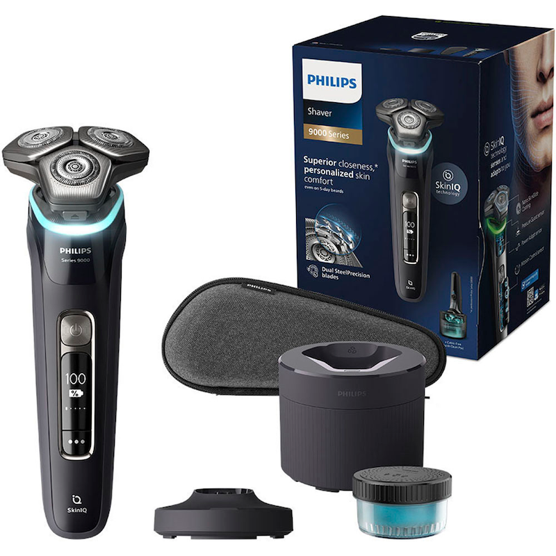 PHILIPS Elektrorasierer »Shaver Series 9000 S9976/55« integrierter Präzisionstrimmer 1 Reinigungskartusche, Ladestand, Etui, mit SkinIQ Technologie...