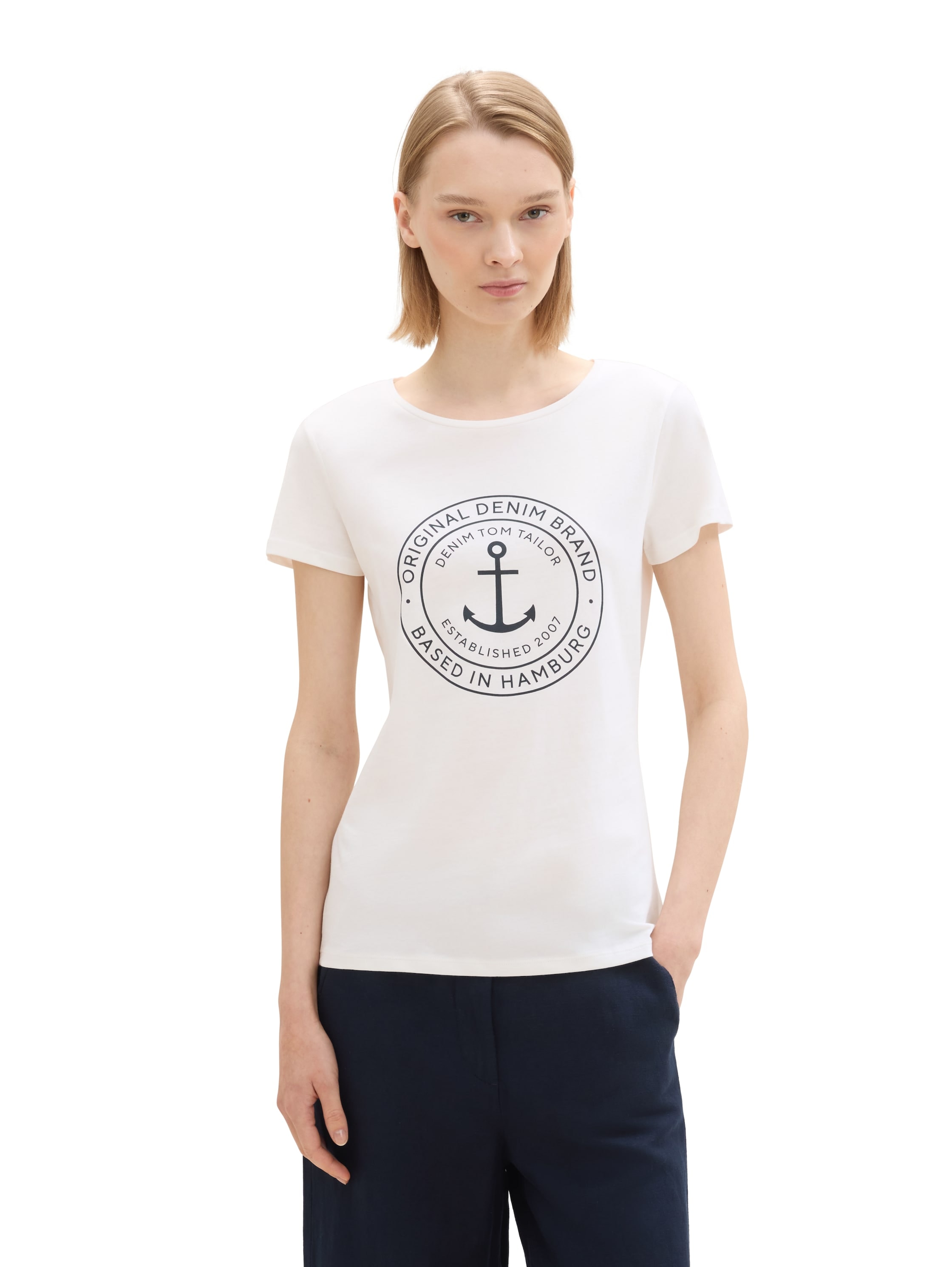 TOM TAILOR Denim T-Shirt, (Packung, 2 tlg.), Doppelpack mit Logo-Print